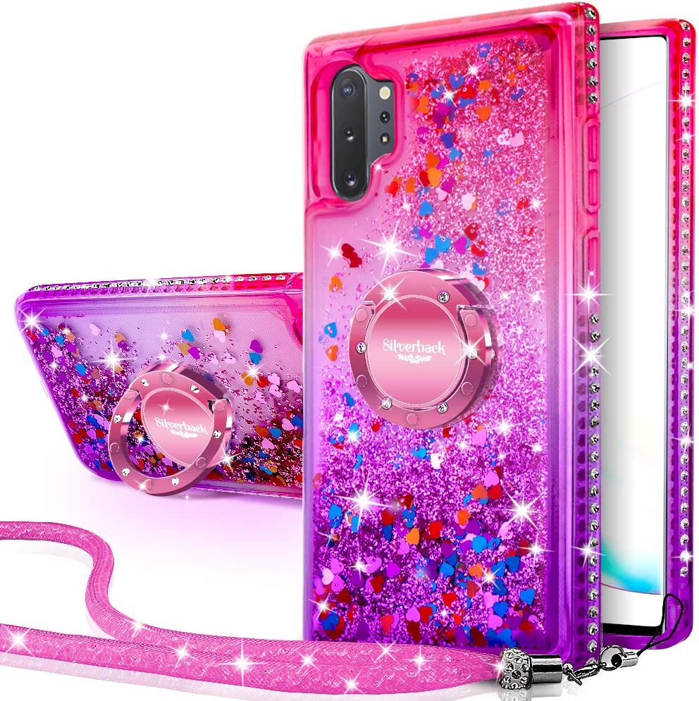 Samsung Galaxy Note 10 Plus Case with Moving Liquid Holographic Glitter - Purple Shockproof Phone Cover for Women & Men | Perfect for Daily Use, Travel & Parties