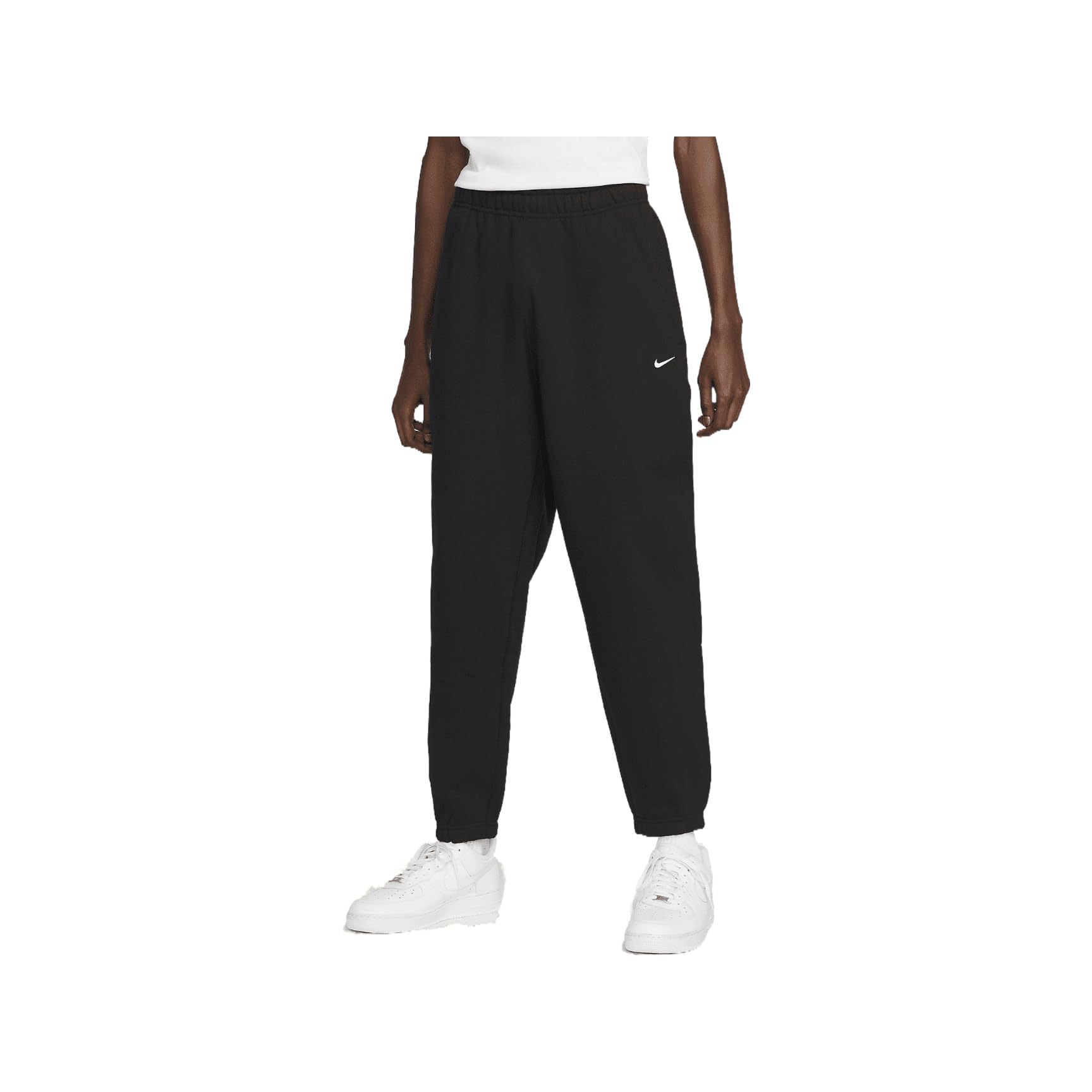 Nike Solo Swoosh Men's Fleece Sweatpants - Soft Comfortable Joggers for Casual Wear & Lounge (Black/White, Large) - Perfect for Gym, Running, and Everyday Relaxation