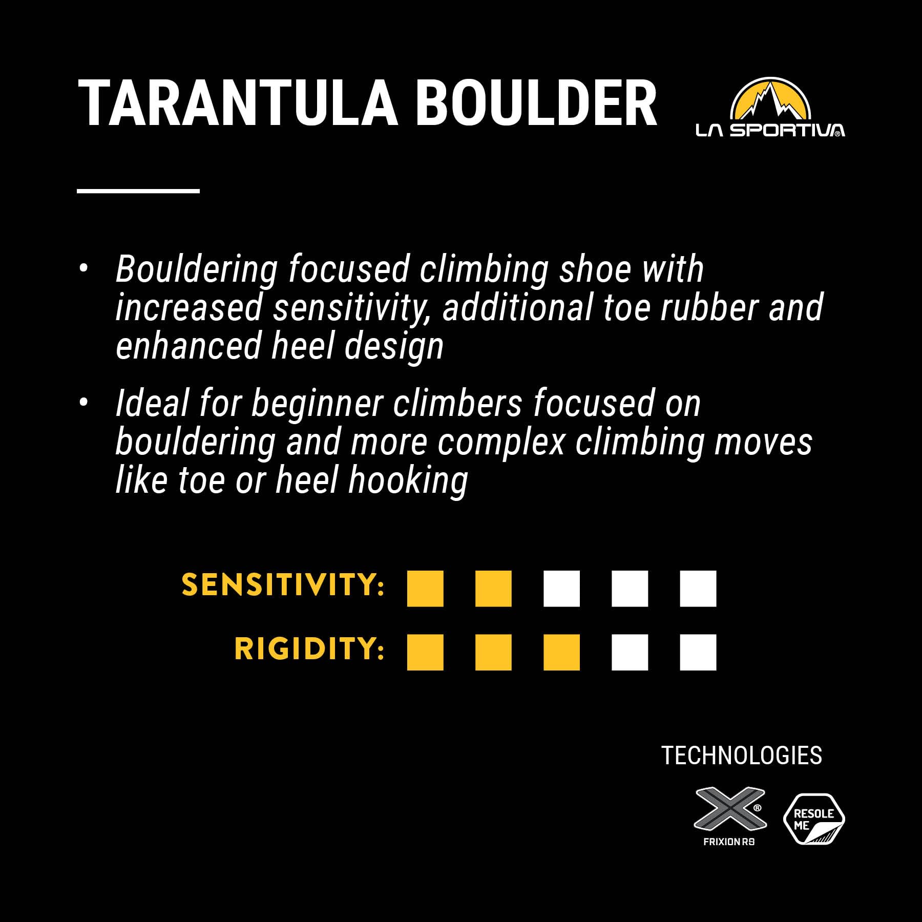 La Sportiva Men's Tarantula Boulder All-Day Climbing Shoes - Comfortable & Durable for Rock Climbing, Bouldering & Gym Training
