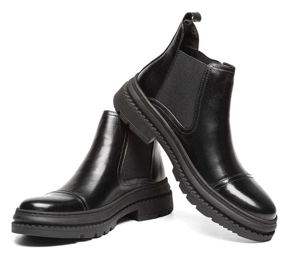 Santimon Men's Leather Chelsea Boots - Stylish Ankle Dress Boots with Cap Toe for Business & Casual Wear - Perfect for Office, Date Night & Fall Fashion (Black)