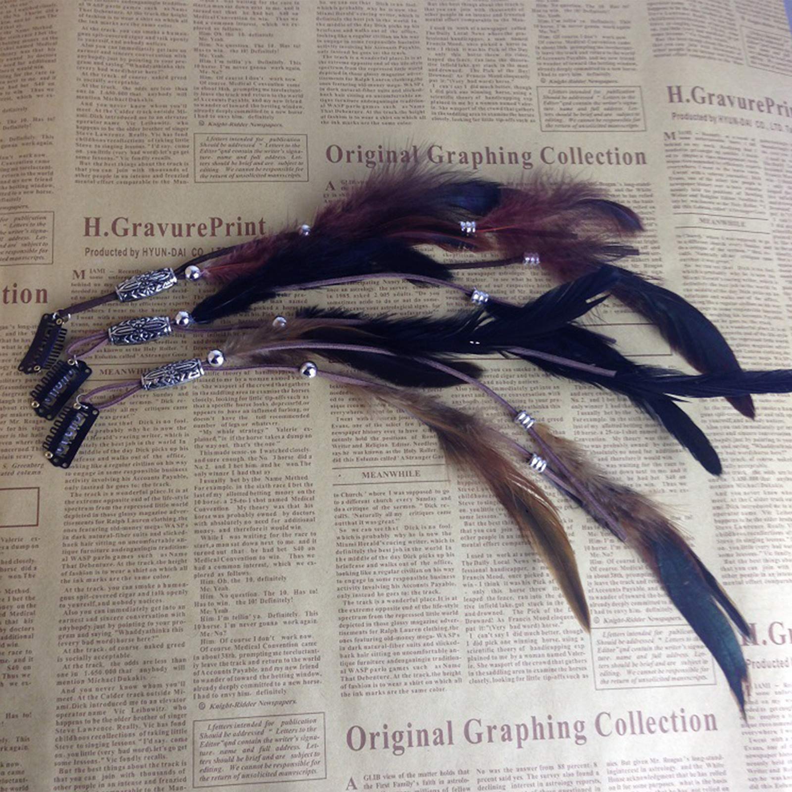 Bohemian Feather Hair Clips Set - 3 Pcs Handmade Boho Hair Accessories with Tassels for Women | Hippie Headbands for Halloween, Cosplay, Parties & Festival Outfits | Perfect for Music Festivals, Beach Weddings & Boho Chic Styling