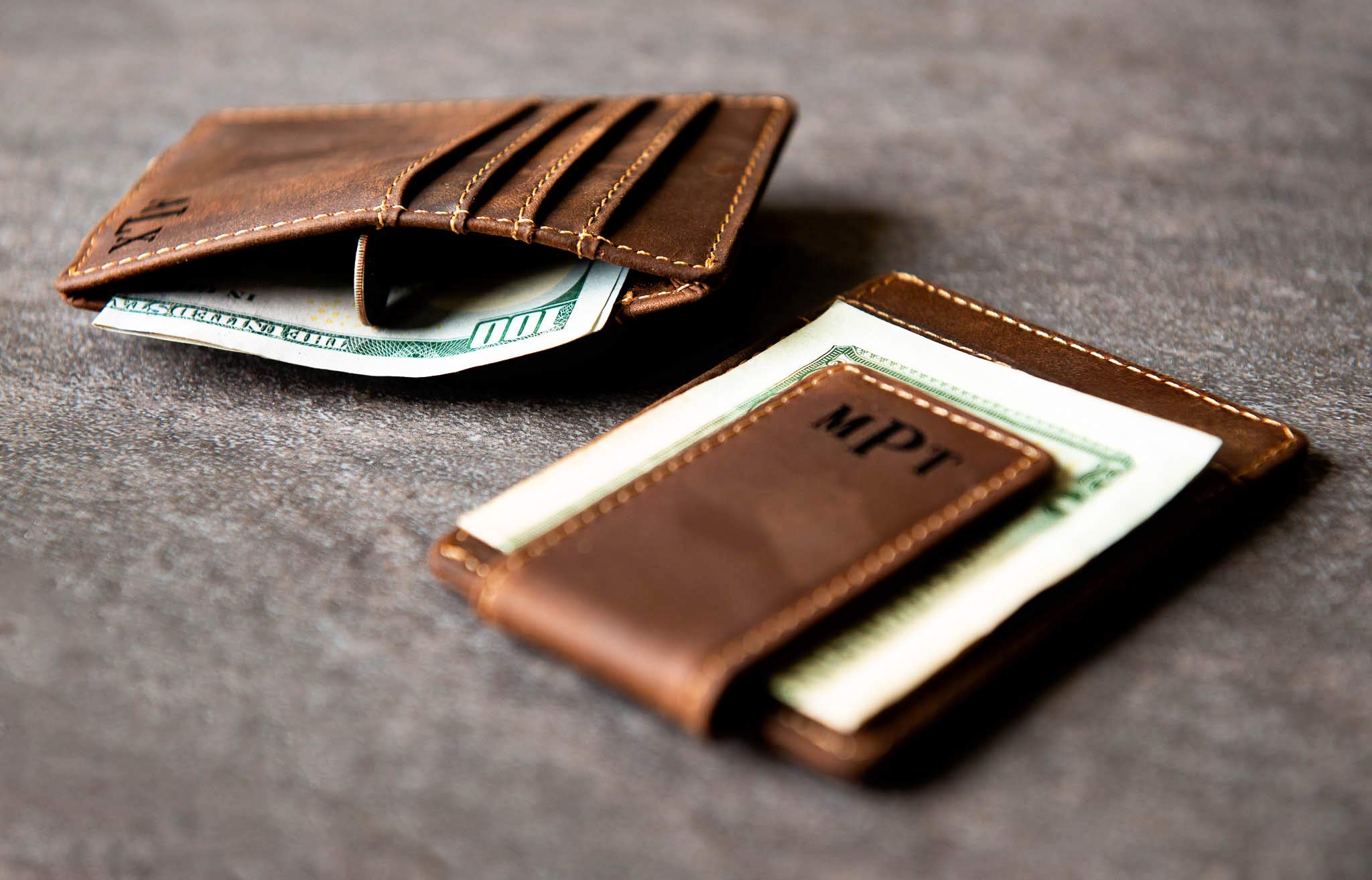 Personalized Leather Magnetic Money Clip - The Sanibel by Left Coast Original | RFID Blocking Wallet for Men | Perfect Gift for Business Travel & Everyday Carry