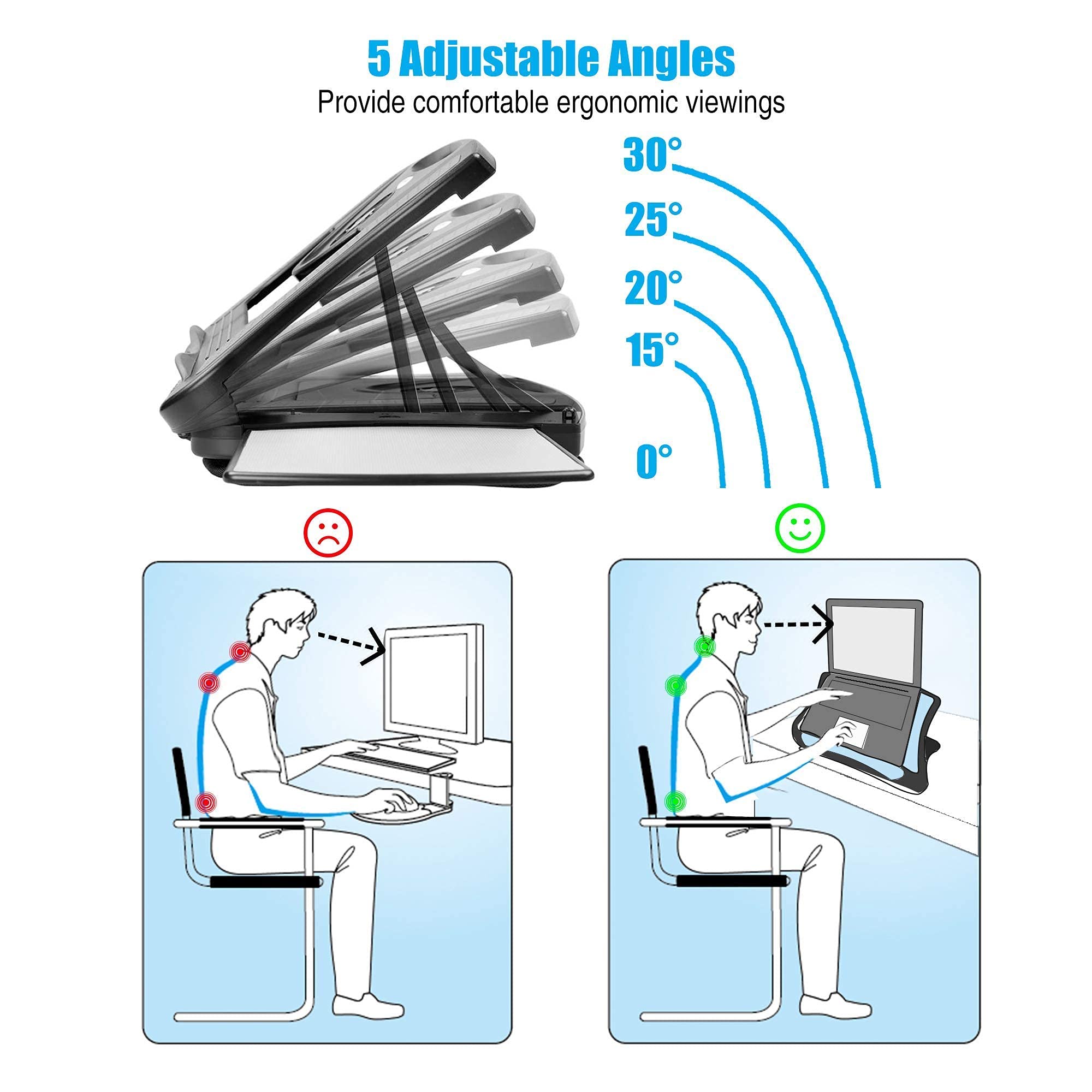 Ergonomic Clip-On Mouse Pad & Laptop Stand with Detachable Wrist Rest - Perfect for Office, Home & Travel Workspaces