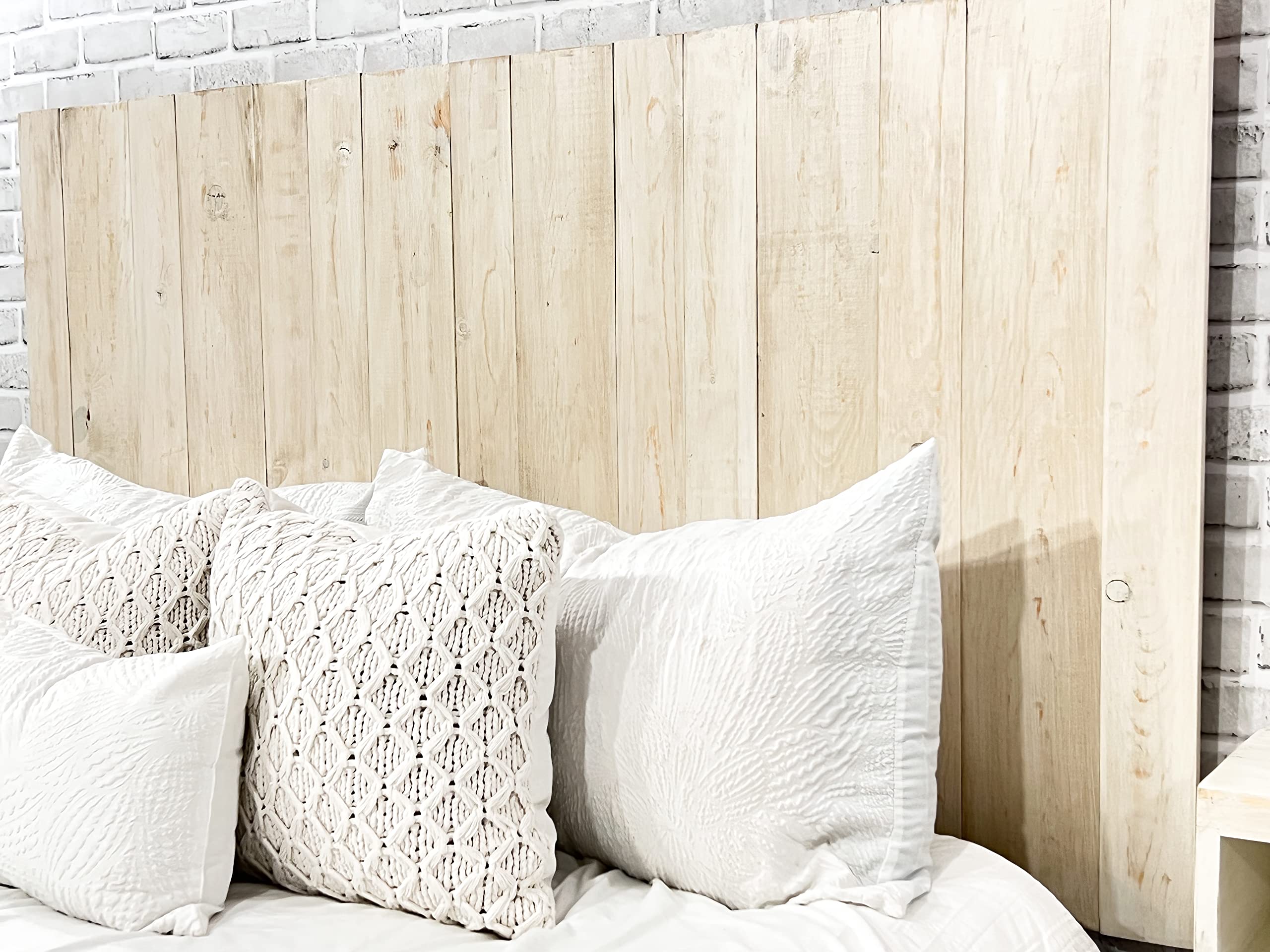 Antique White Farmhouse Headboard - Solid Wood Panel Headboard for Full Size Bed - Leaning Wall Mount with Smooth Finish - Anti-Shake & Rattle Free Design - Perfect for Rustic Bedroom Decor & Farmhouse Style Homes