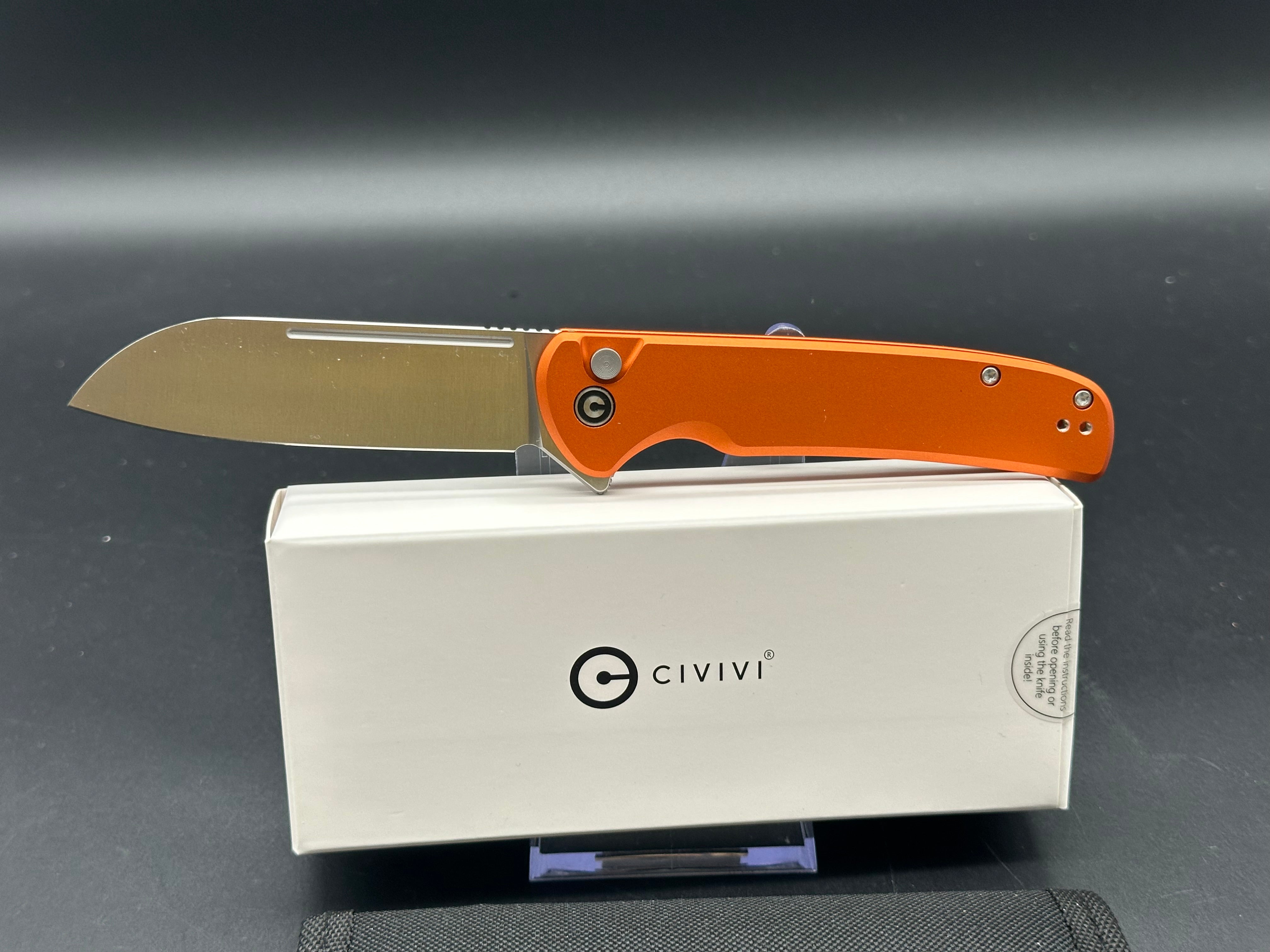 CIVIVI CHEVALIER II Folding Knife - Orange Aluminum Handle, 14C28N Stainless Steel Blade - EDC, Outdoor, Camping, Survival Gear
