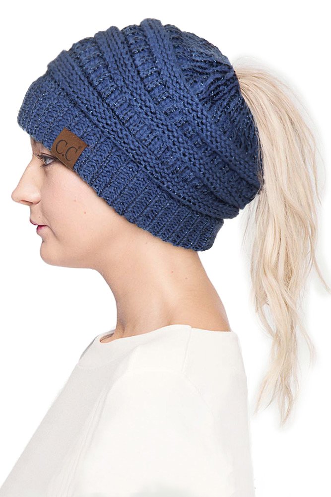 ScarvesMe Women's Ribbed Beanie Hat for Ponytail & Messy Bun - Winter Knit Cap for Women - Perfect for Running, Yoga & Outdoor Activities