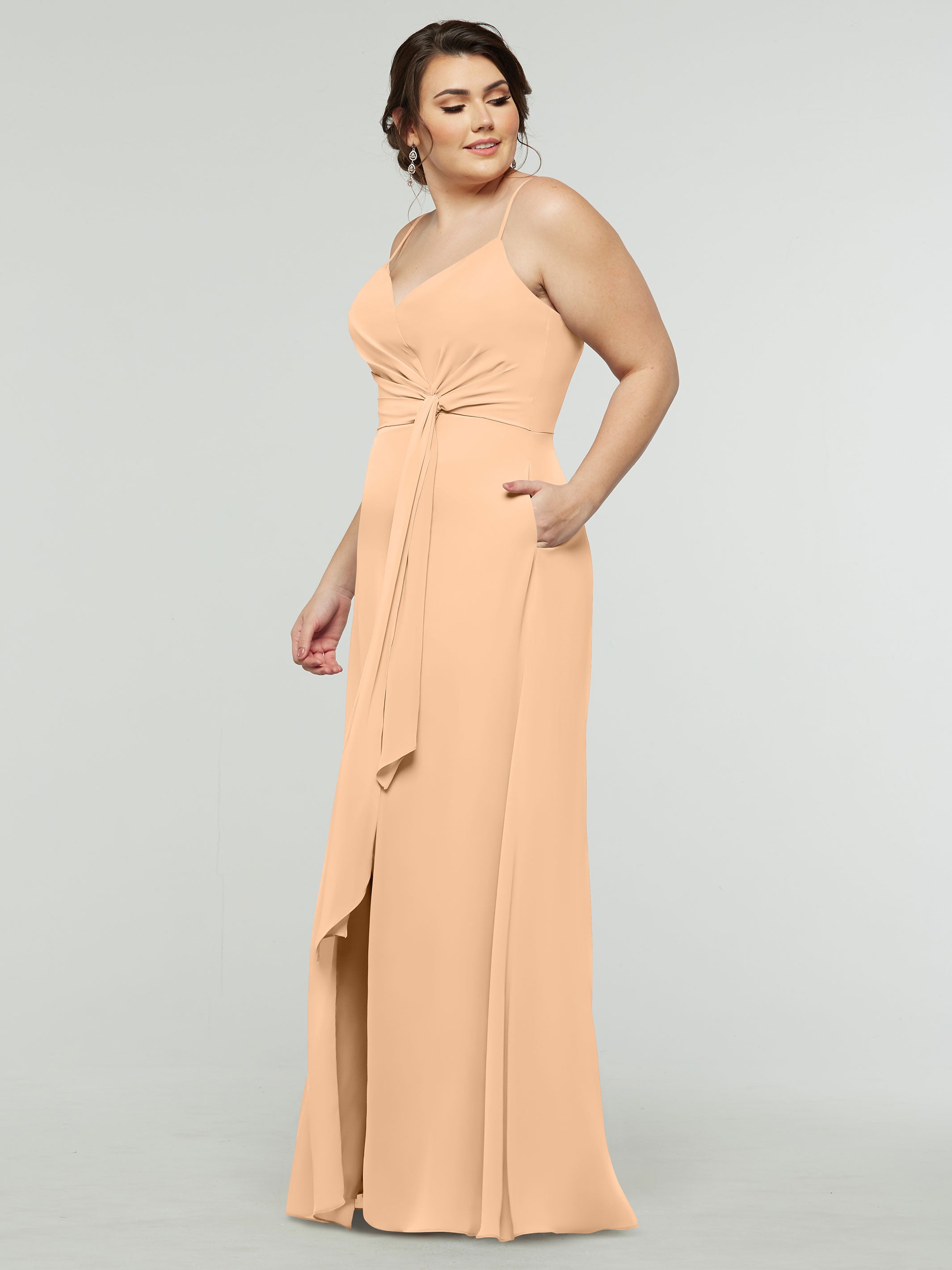 Elegant 80182 Chiffon A-Line Bridesmaid Dress with V-Neck & Spaghetti Straps - Perfect for Weddings, Formal Events & Special Occasions