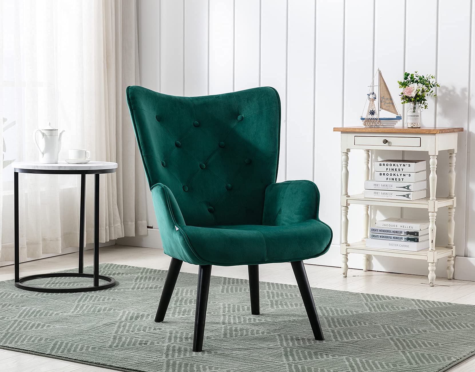 Modern Velvet Accent Chair - High Back Comfy Lounge Chair for Living Room & Bedroom, Upholstered Compact Leisure Side Chair - Perfect for Reading Nook, Office Relaxation and Small Space Decor