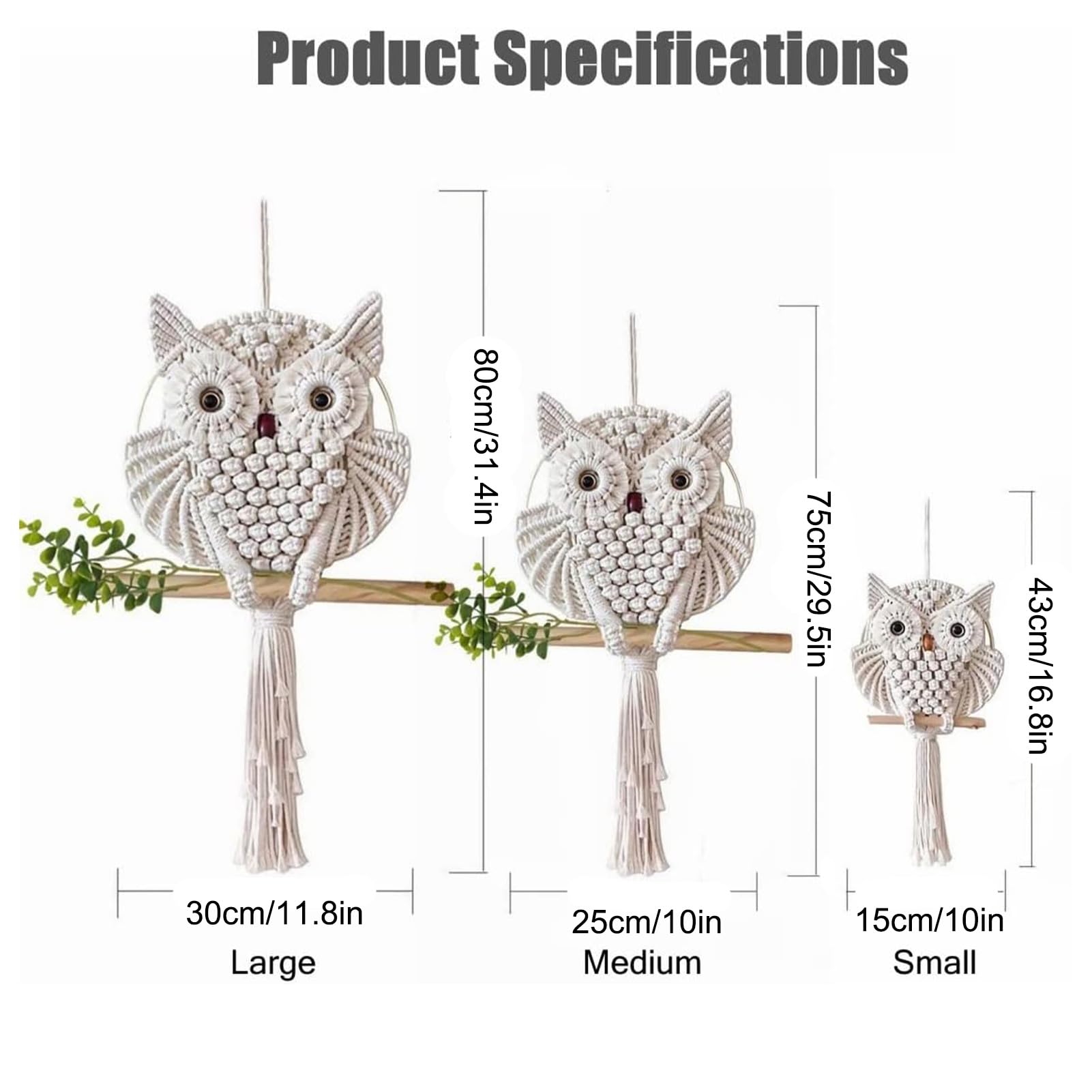Handmade Owl Macrame Wall Hanging - Bohemian Woven Owl Dreamcatcher Wall Art Decor, Cotton Macrame Home Decor for Living Room, Bedroom, Nursery - Perfect for Boho Chic Home Decor & Gift Giving