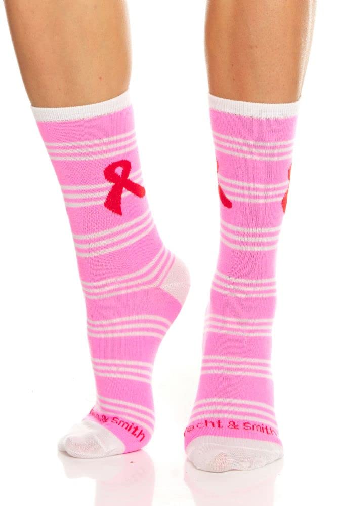Yacht & Smith 60 Pairs Pink Ribbon Breast Cancer Awareness Socks for Women - Ankle & Crew Socks (Assorted Crew B) - Comfortable Support Socks for Cancer Survivors, Fundraisers & Awareness Events