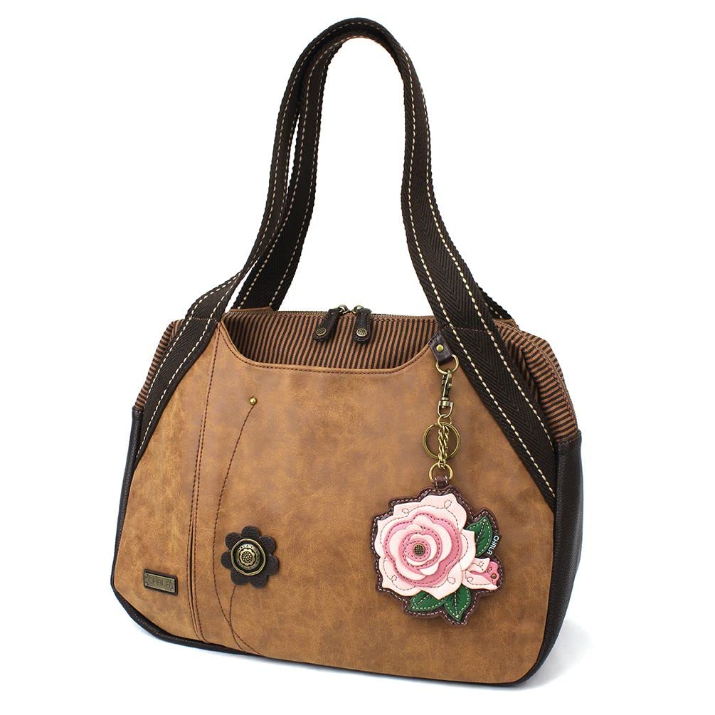 Chala Pink Rose Bowling Bag for Women - Stylish Handbag Purse with Shoulder Strap - Perfect for Work, Travel, and Everyday Use