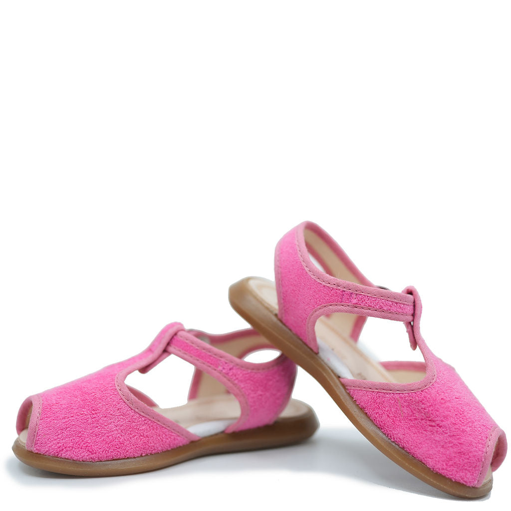 Pepe Pink Terry T-Strap Sandals for Women - Soft & Comfortable Summer Beach Slides - Perfect for Poolside, Vacation, and Casual Outings