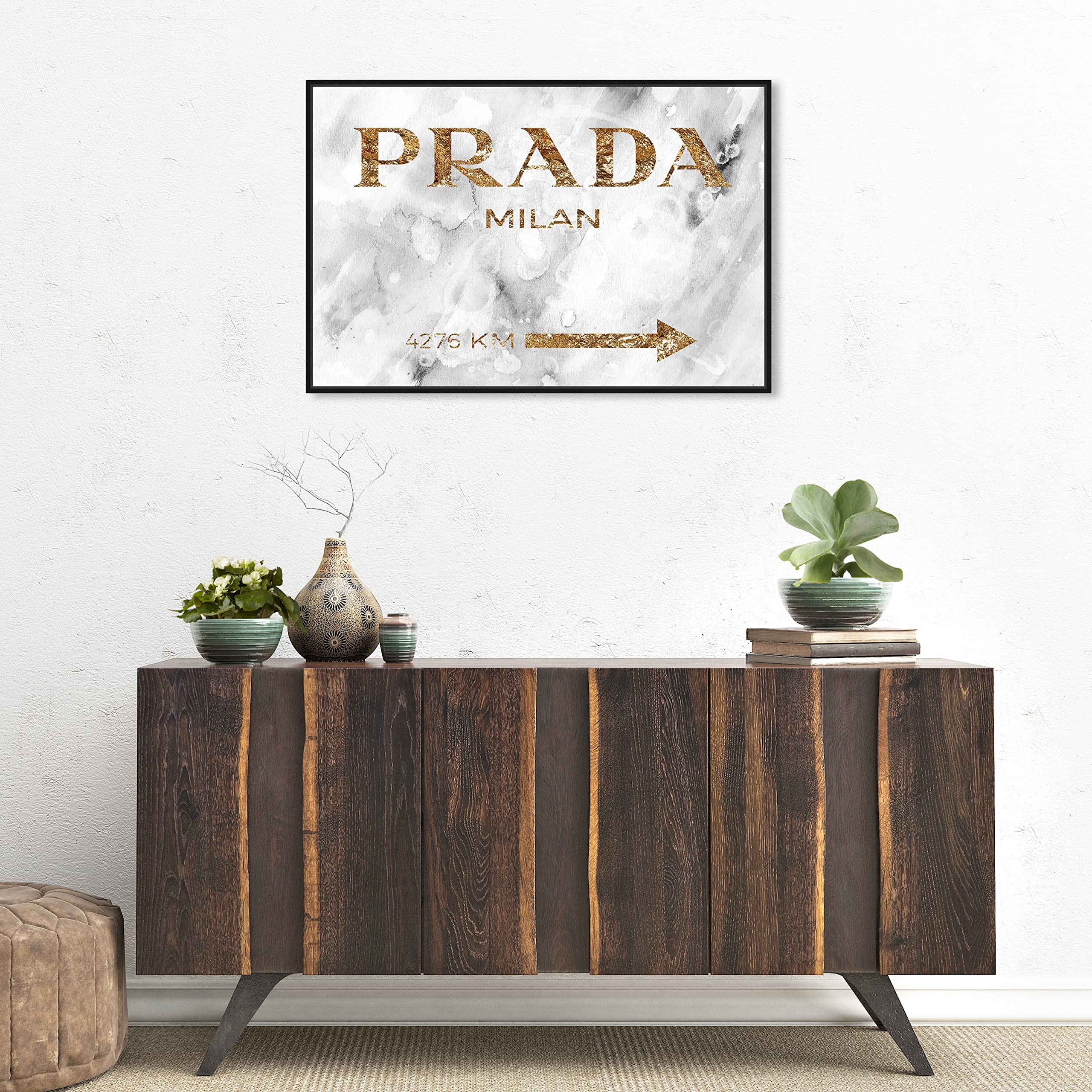 Oliver Gal Artist Co. Contemporary 20x30 Inch Milan Gold Framed Canvas Wall Art - Elegant Home Decor for Living Room, Bedroom & Office