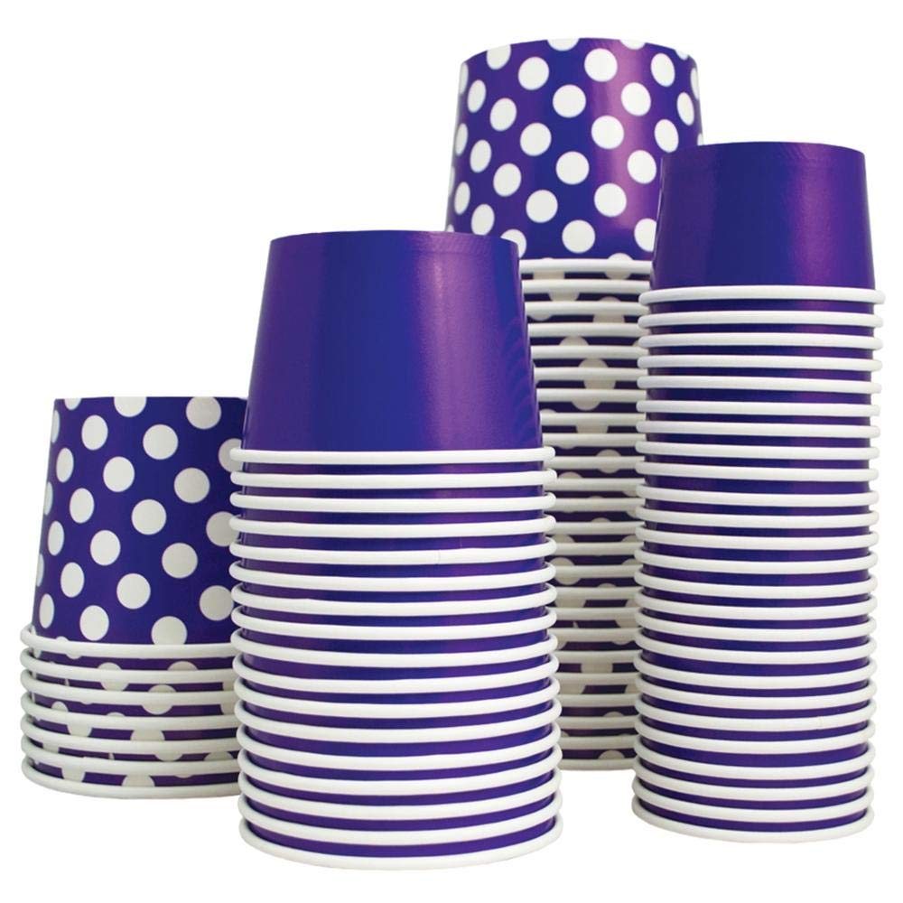 UNIQ 1000-Count 16 oz Purple Polka Dot Disposable Paper Bowls for Ice Cream, Hot & Cold Foods | Party Supplies, Dessert Bar, Catering & Events | Eco-Friendly Serving Bowls for Frozen Treats, Salads & Snacks