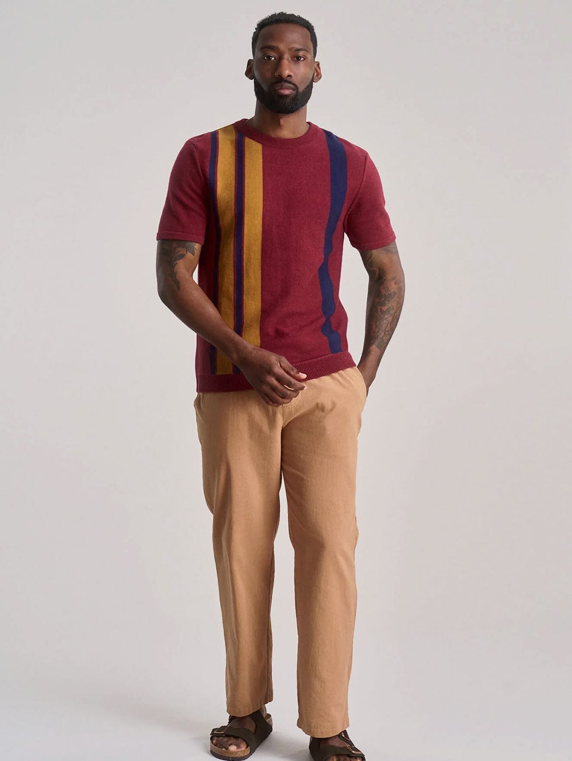 Joshua Men's Organic Cotton Trousers - Comfortable Casual Pants for Work & Travel | Tan | Eco-Friendly & Breathable Fabric