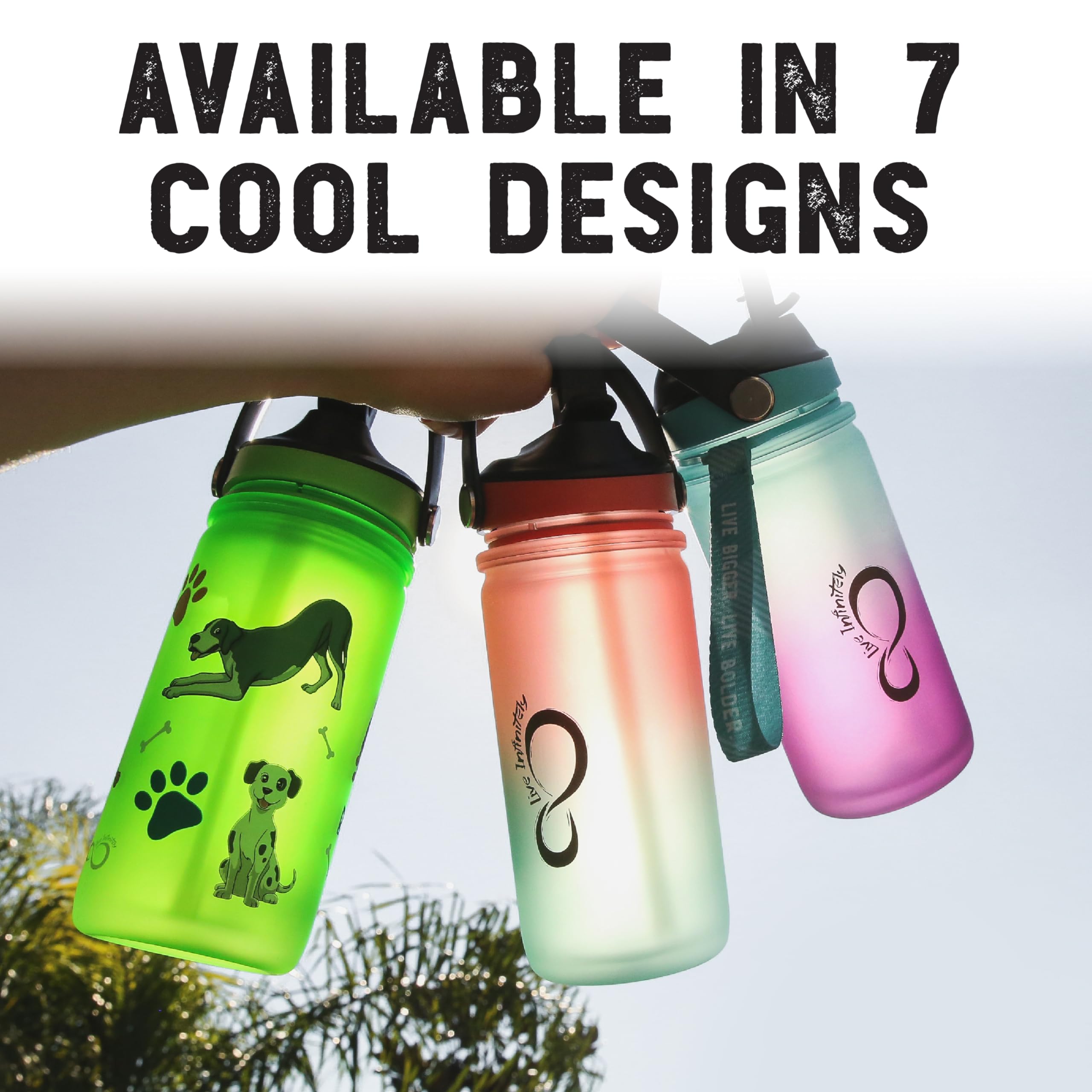 Live Infinitely 20oz Kids Water Bottle with Easy Sip Straw - BPA Free, Dishwasher Safe, Leak Proof - Perfect for School, Sports, and Outdoor Activities
