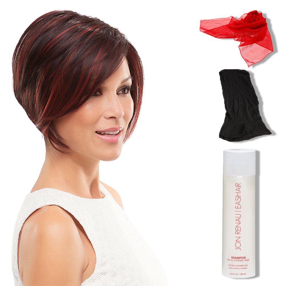 Jon Renau Ignite Wig 8RH14 HOT COCOA - Heat Resistant Short Angled Bob Lace Front Wig for Women | Sleek SmartLace Natural Hairline | Includes MaxWigs Hair Loss Booklet | Perfect for Daily Wear, Special Occasions & Hair Loss Solutions