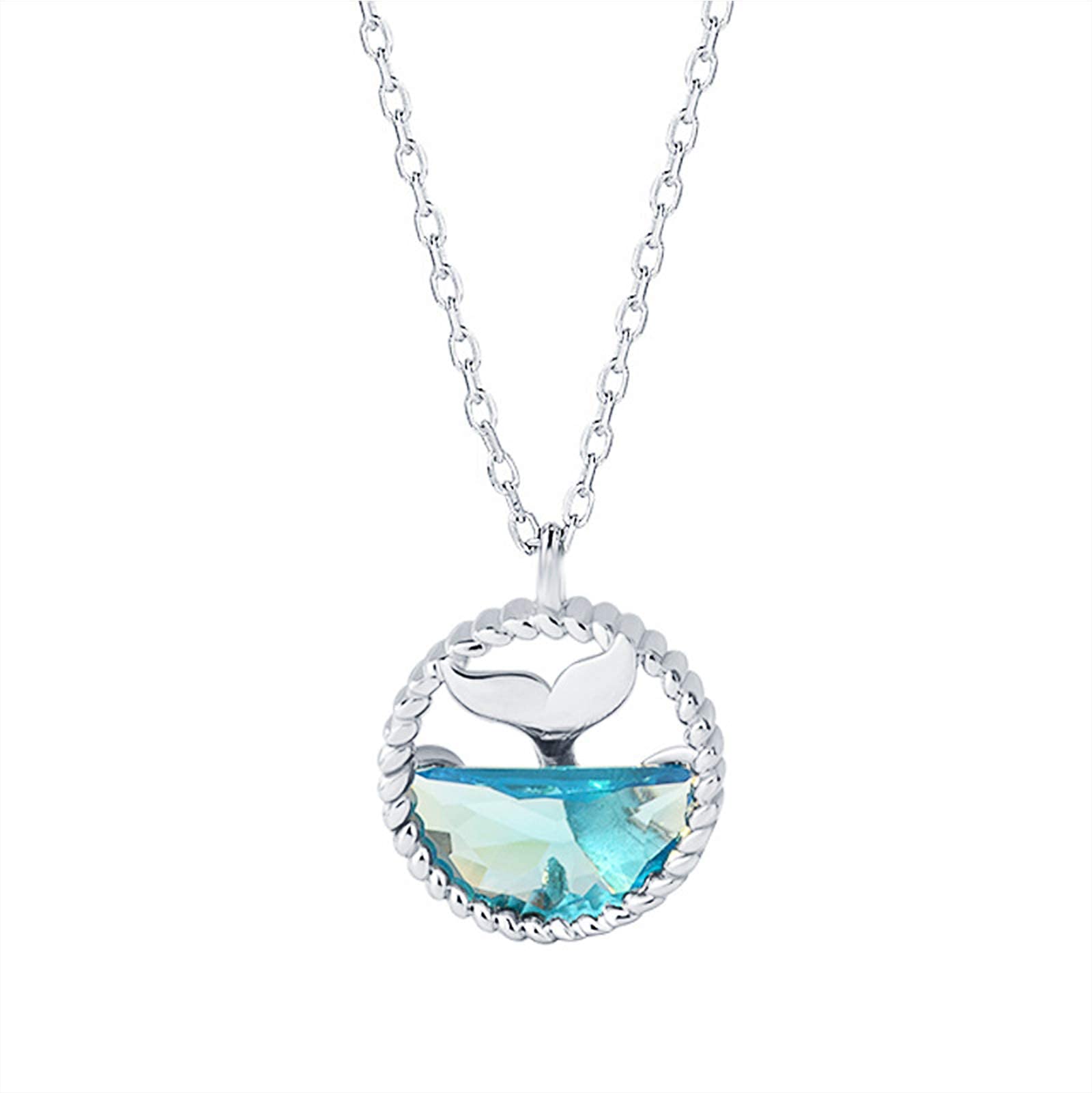 HuaTeus Mermaids Tears Cubic Zirconia Pendant Necklace - 925 Sterling Silver Chain 15.7+1.18 Inch - Elegant Jewelry Gift for Women, Mom, Wife, Sister - Perfect for Birthday, Anniversary & Valentine's Day - Great for Parties, Date Nights & Special Occasions