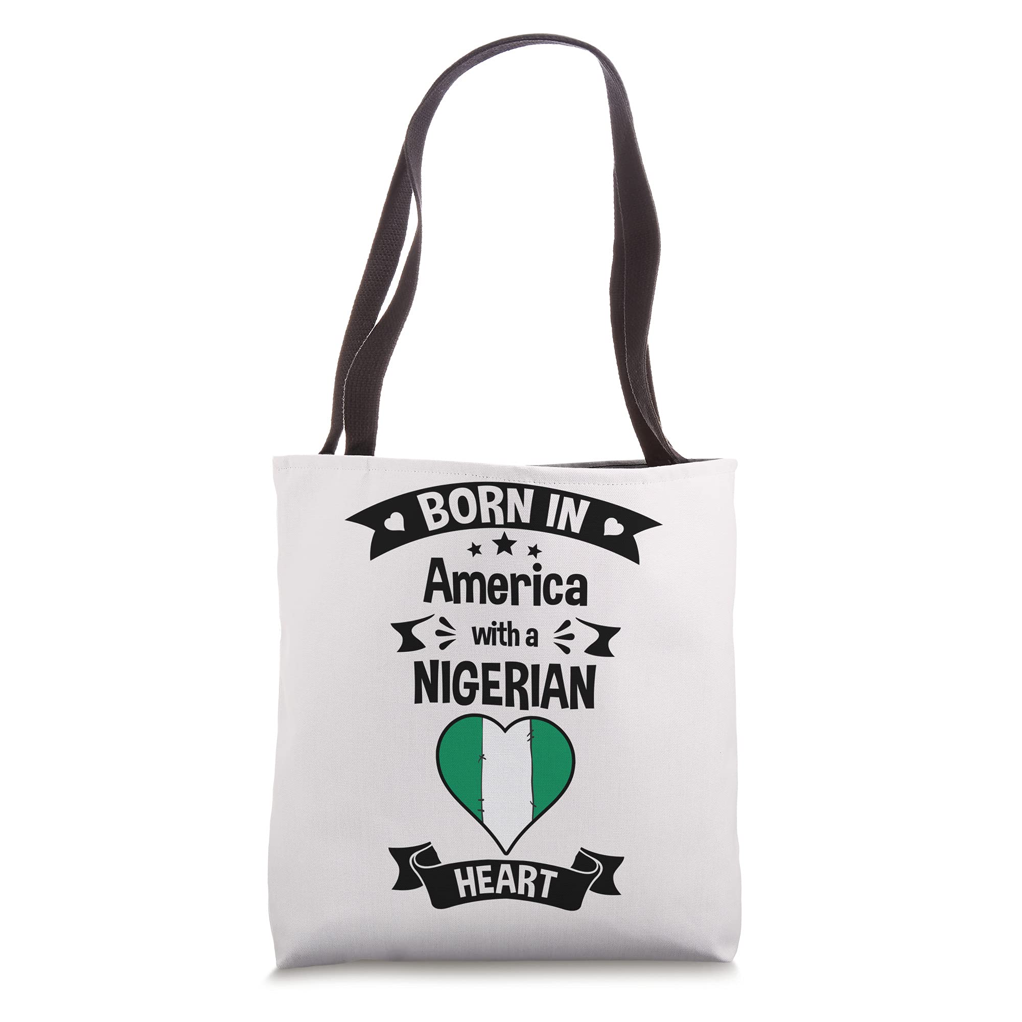 Born in America Nigeria Flag Tote Bag - Premium Cotton Reusable Shopping Bag for Groceries, Beach & Travel | Patriotic Nigerian Pride Gift