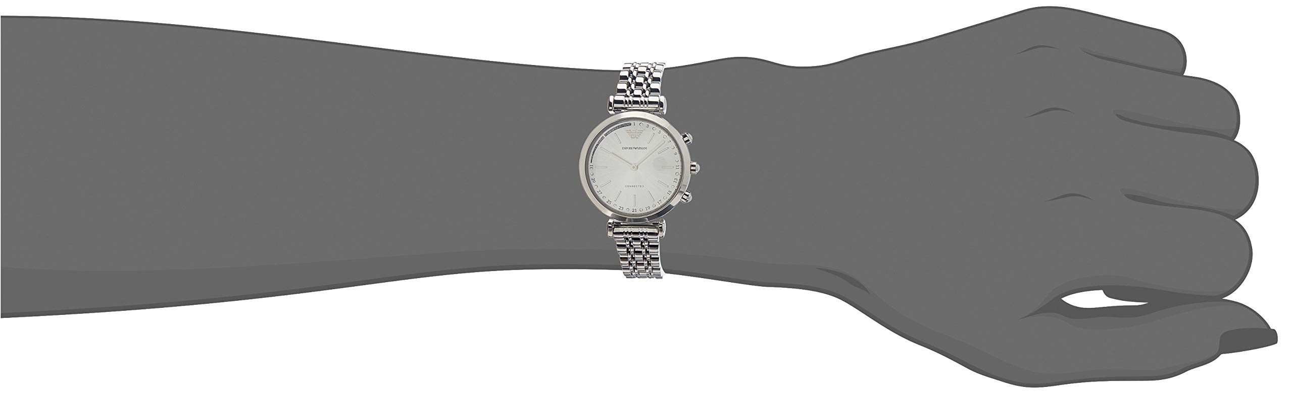 Emporio Armani Women's ART3018 Hybrid Smart Watch - Silver Stainless Steel, Analog Display, Quartz Movement | Perfect for Workouts, Office & Everyday Wear