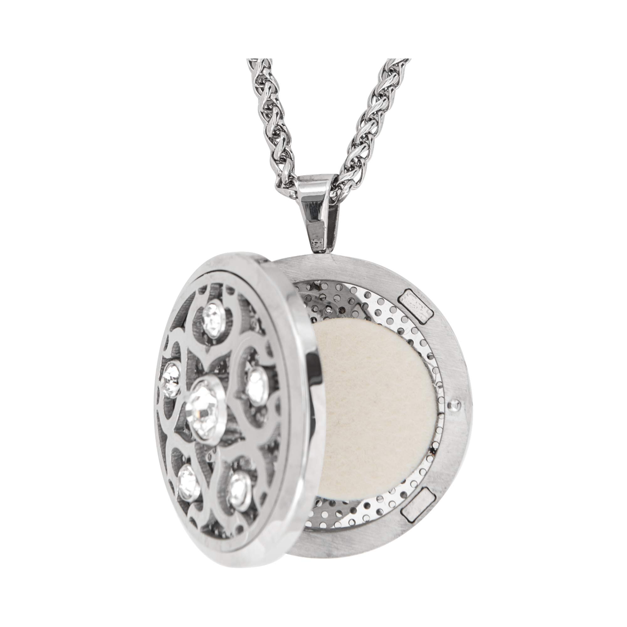 Serina & Company Crystal Aromatherapy Essential Oil Diffuser Necklace - Stainless Steel Pendant with 18