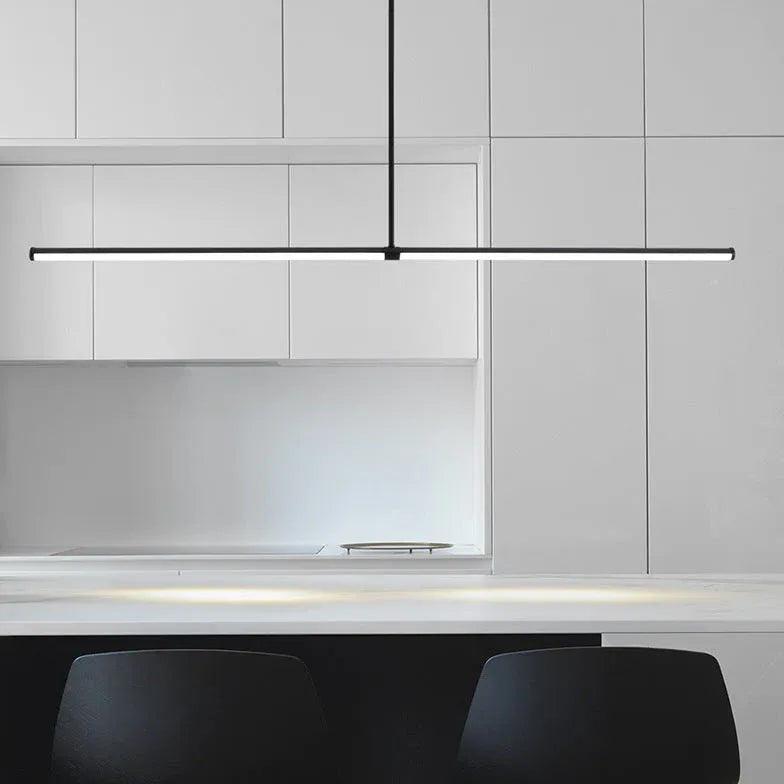 Modern Single Linear Pendant Light for Dining Room - Sleek Minimalist Hanging Fixture for Kitchen Island, Breakfast Nook & Contemporary Home Decor