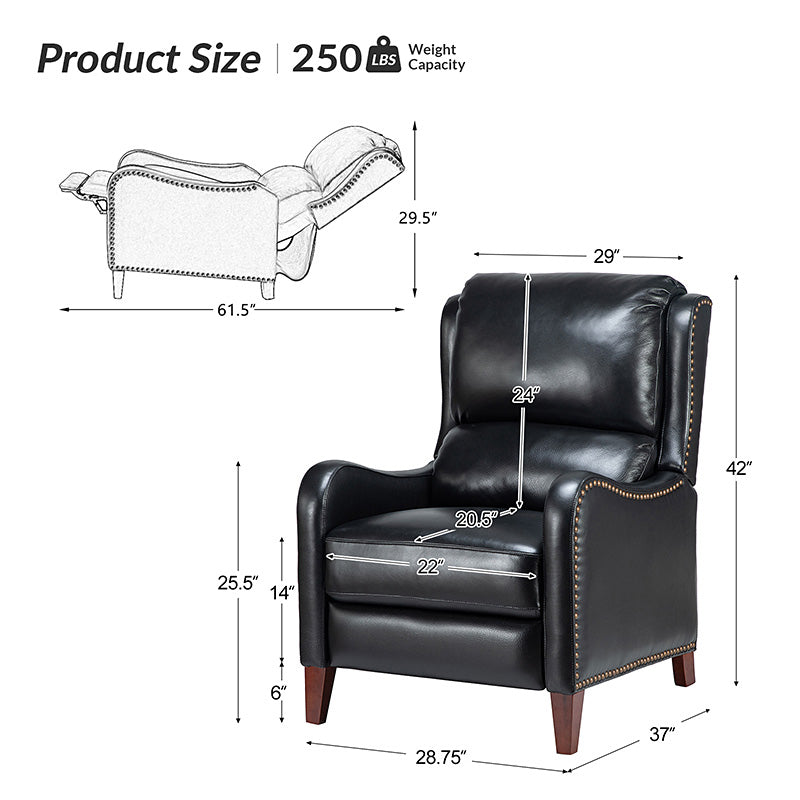 Deliat Genuine Leather Recliner Chair - Premium Comfort for Living Room, Home Theater & Office - Adjustable Footrest & Lumbar Support - Brown PU Leather Sofa for Relaxation & Entertainment