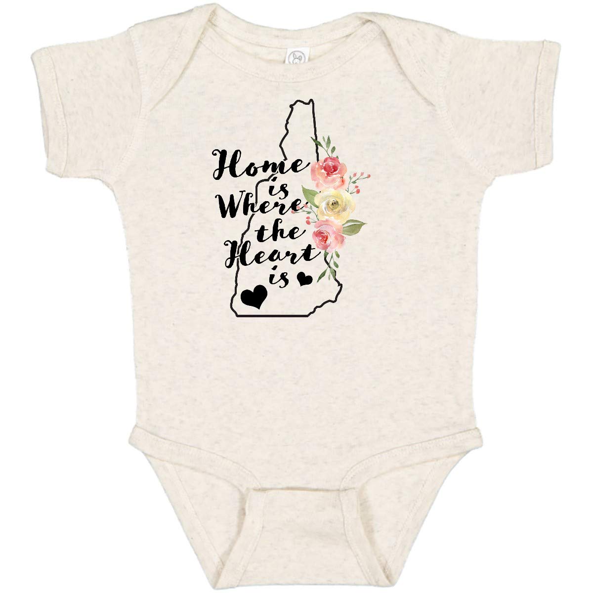 Inktastic New Hampshire Home is Where The Heart is Watercolor Baby Bodysuit - Soft Cotton Infant Onesie for Boys & Girls - Perfect for Family Photos, Holidays & Gifts