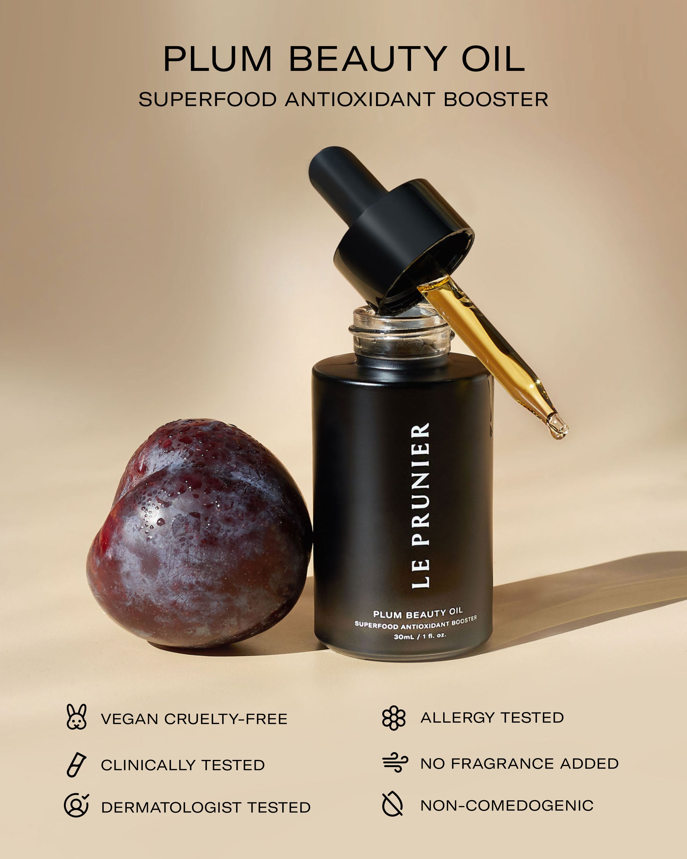 Plum Beauty Oil - 100% Natural Face & Body Moisturizer for Dry Skin | Anti-Aging & Hydrating Treatment | Perfect for Daily Skincare Routine & Night Care