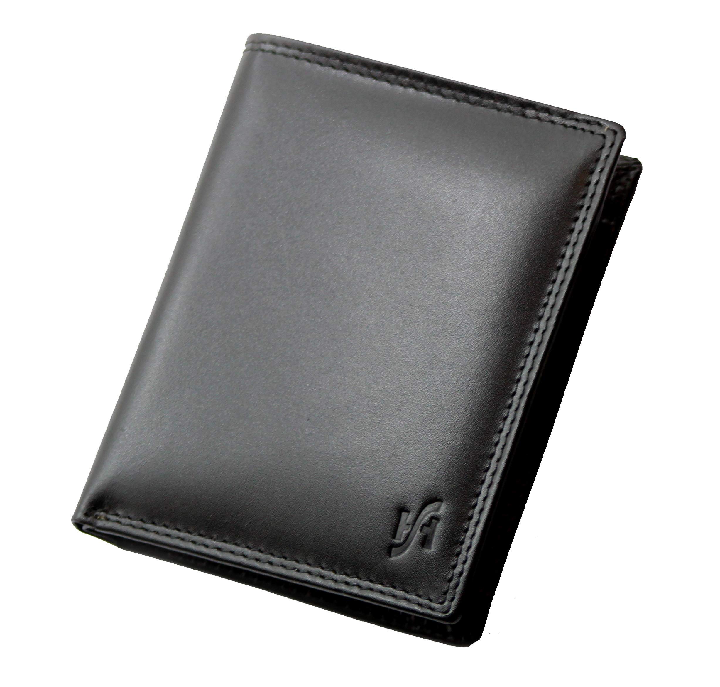 Men's RFID Blocking Genuine Leather Bifold Wallet with Removable Slim ID Card Holder - 1090 Black | Perfect for Travel, Business & Everyday Use
