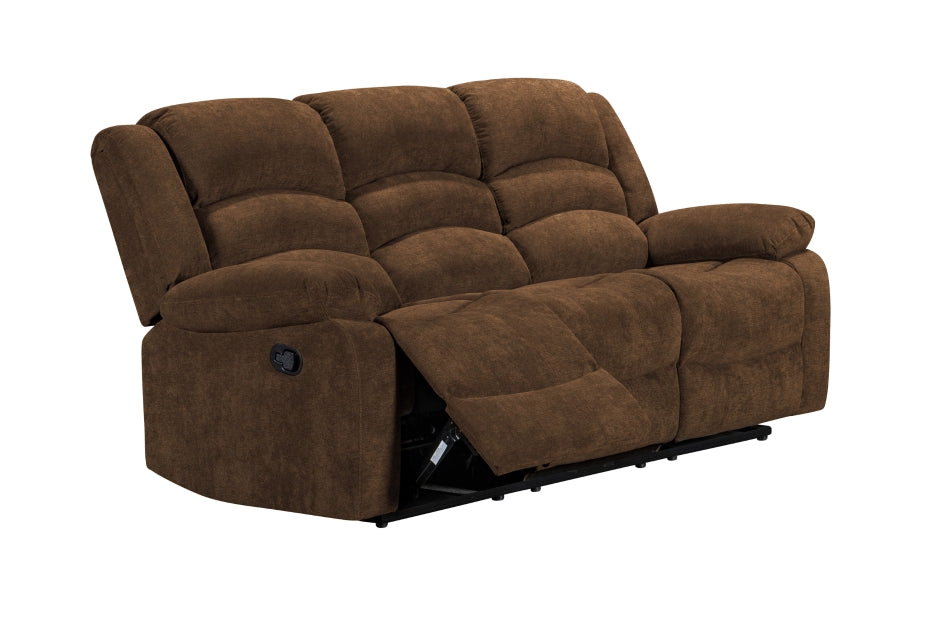 Comfortable Brown Reclining Sofa Set - 3-Piece Leather Living Room Furniture for Relaxation & Movie Nights