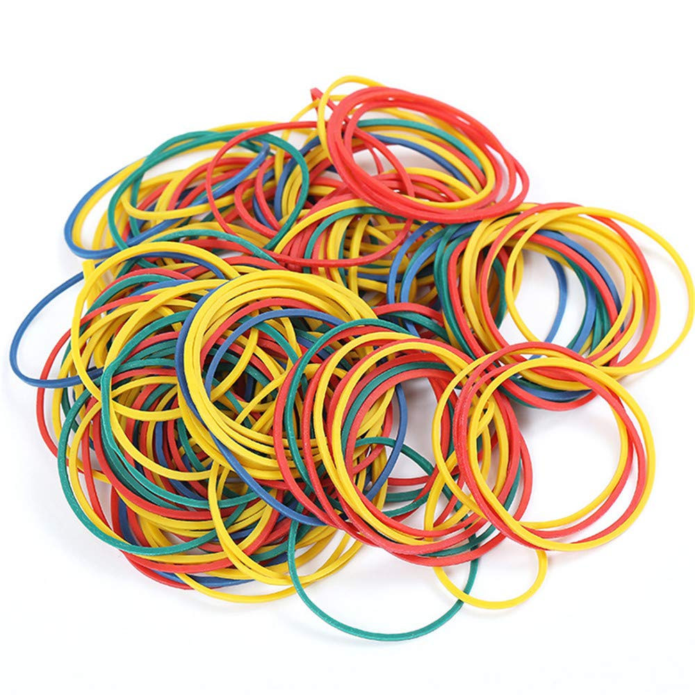 500PCS 1.5 Inch Multicolor Rubber Bands - Heat Resistant & Durable for Office, School, Home Organizing | Bulk Elastic Bands for Notebooks, Packing, Exercise & Outdoor Activities (Assorted Colors: Yellow, Blue, Green, Red)