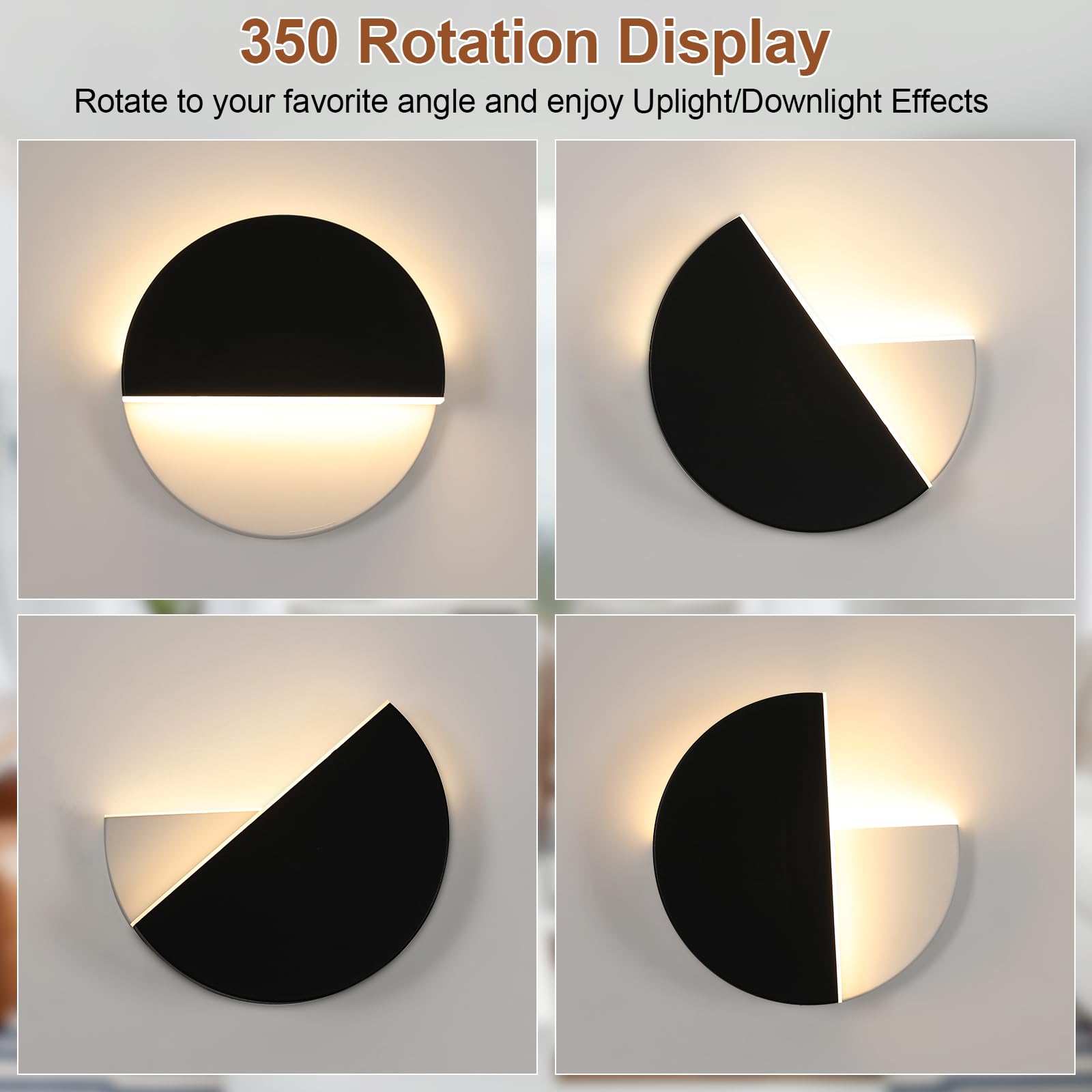Dorlink 10W LED Swiveling Wall Light - Modern Round Ceiling Lamp, 3000K Warm White for Bedroom & Living Room | Energy-Efficient Indoor Lighting for Hallway, Staircase & Home Decor