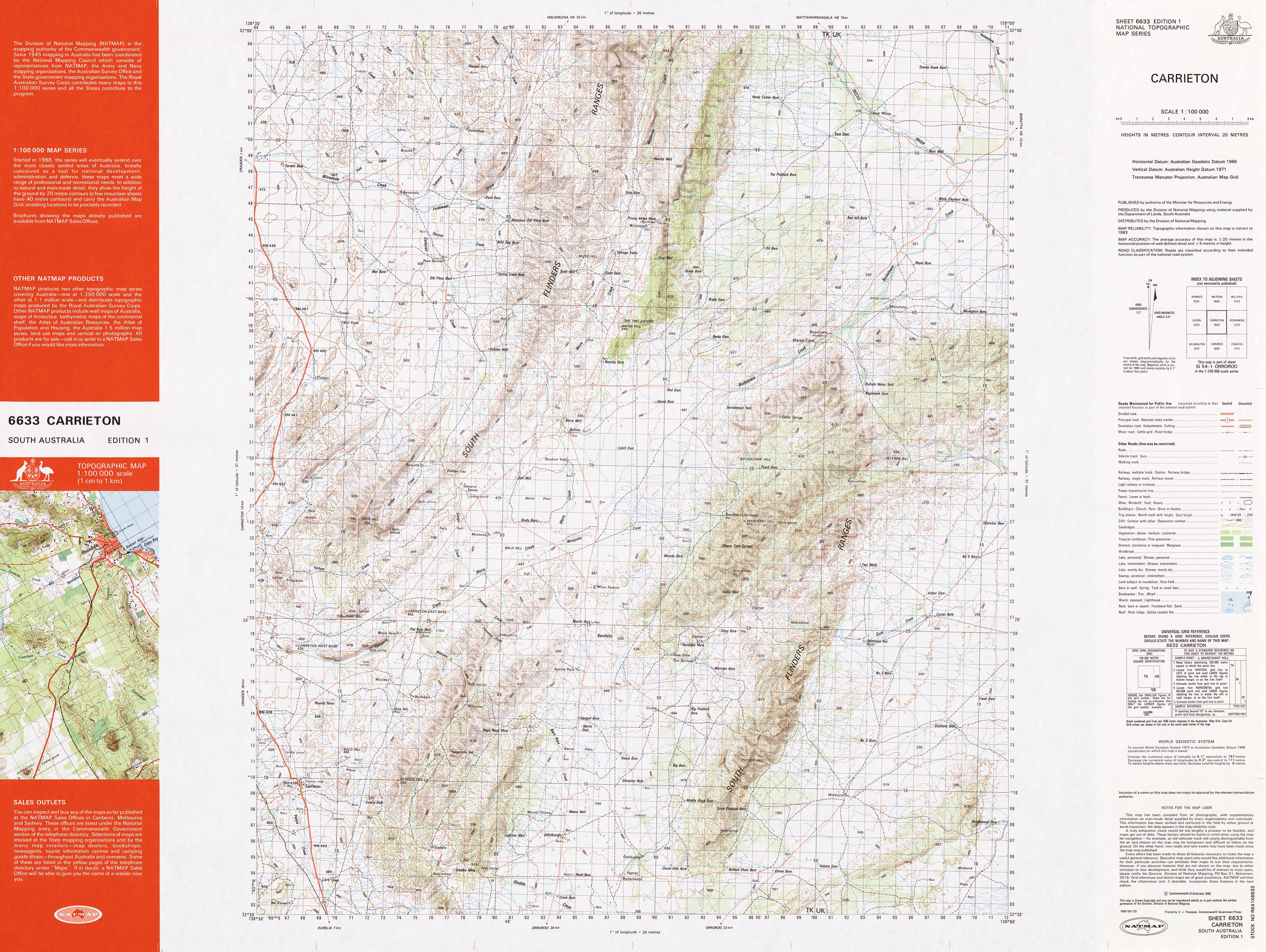 6633 Carrieton 1:100,000 Scale Topographic Map - Hiking, Camping & Outdoor Adventure Navigation
