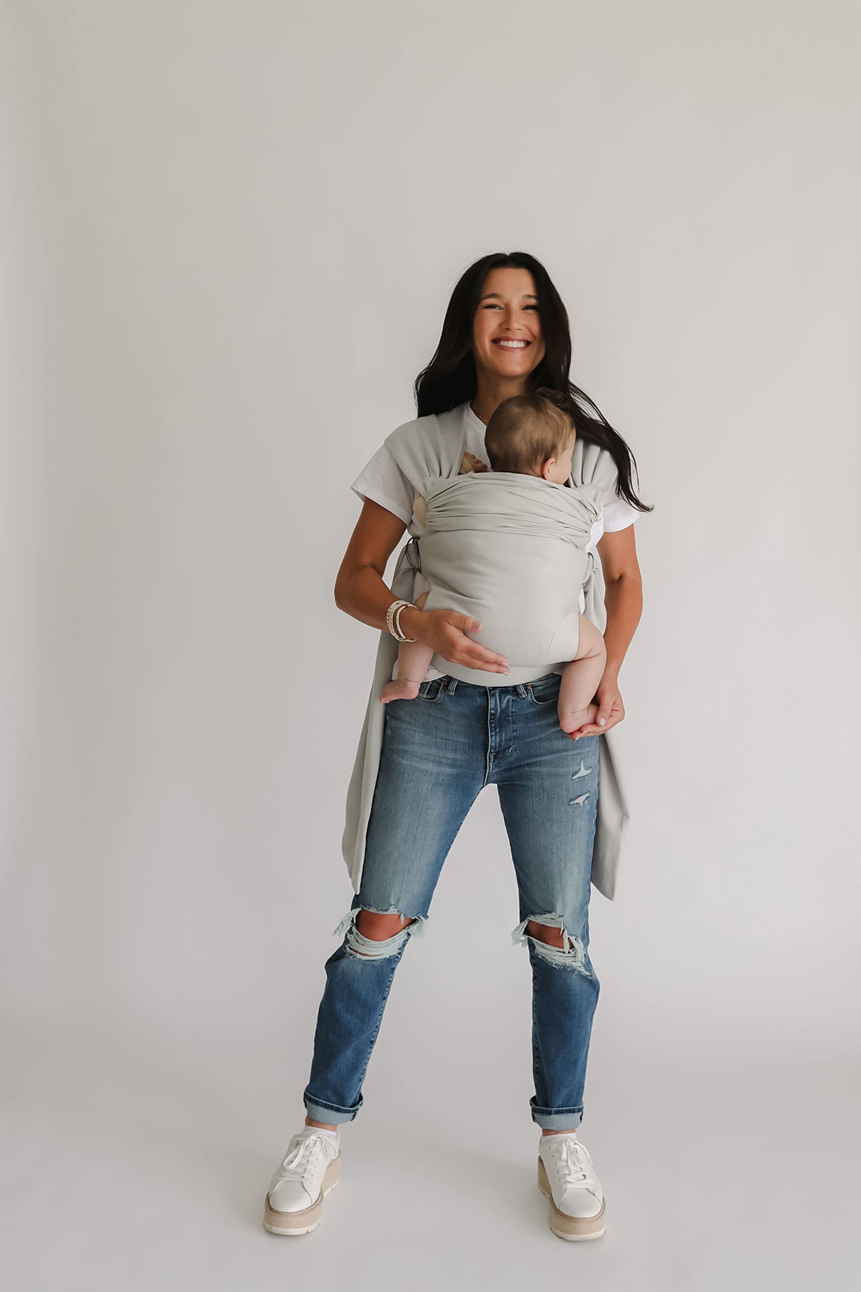 Lalabu Simple Baby Wrap - No-Tie, Comfortable & Easy-to-Use Infant Carrier for 3 Months to 2 Years (Fog) | Perfect for Hands-Free Parenting, Errands & Bonding with Your Newborn