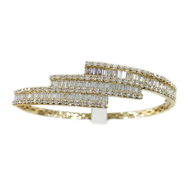 14K Yellow Gold Diamond Bangle Bracelet for Women - Elegant Stackable Tennis Bracelet - Perfect for Weddings, Anniversaries & Special Occasions