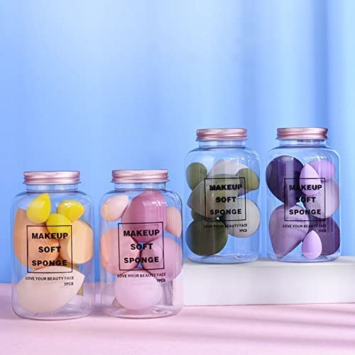 SKINPLUS 7-Piece Makeup Sponge Set - 4 Large & 3 Mini Soft Beauty Blenders with Egg Case for Liquid Foundation, Creams, Powder (Multicolor) + 2 Black Triangle Makeup Puffs | Perfect for Professional Makeup Application, Travel & Everyday Beauty Routine