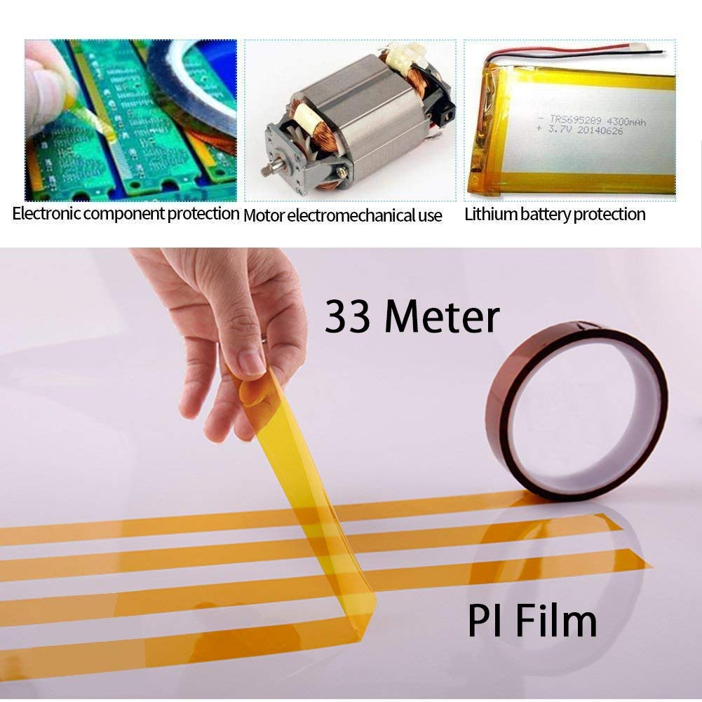 High Temperature Heat Resistant Tape - 2 Rolls Polyimide PI Tape (3/8