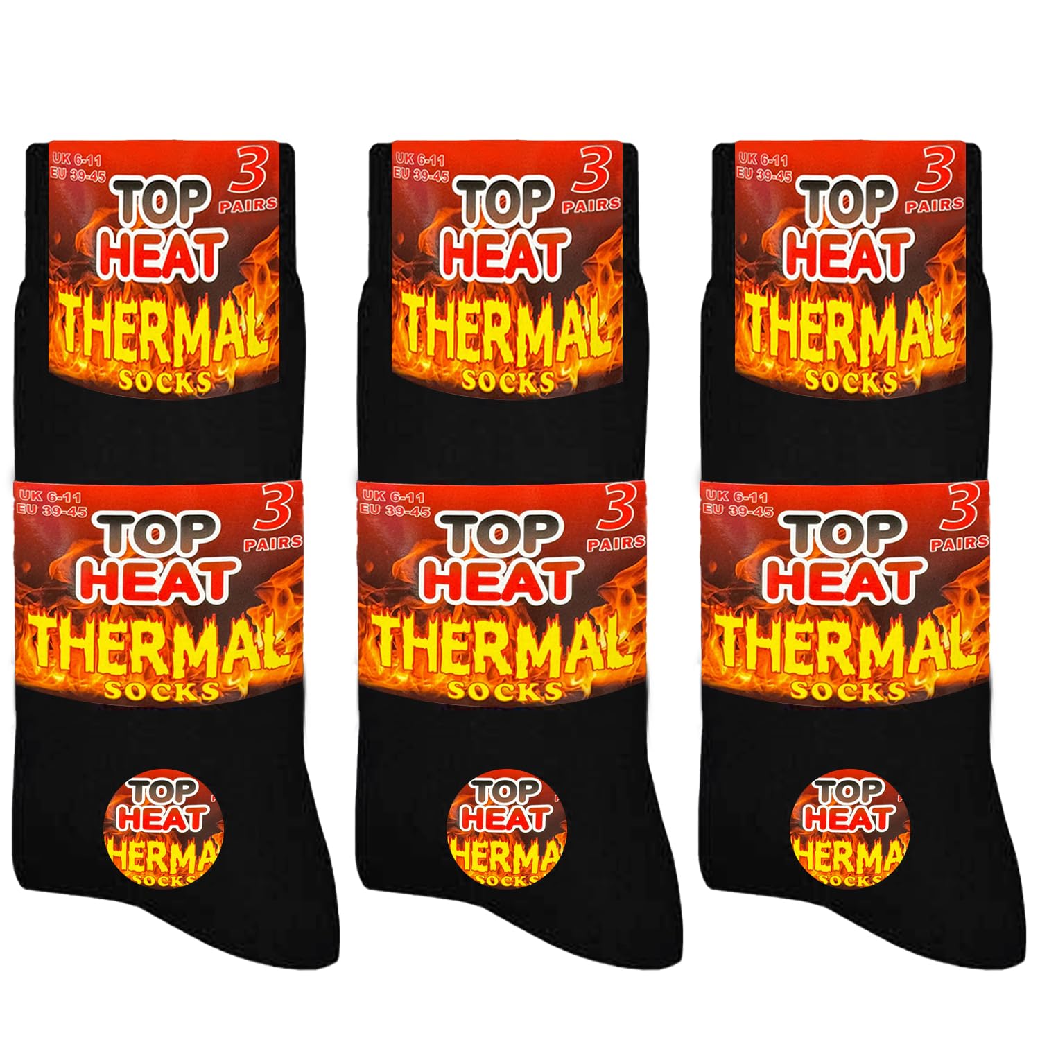HiFEN® 3 Pairs Mens Thermal Socks - Extra Thick Winter Boot Socks for Men - Black Warm Heated Socks Multipack for Hiking, Skiing & Cold Weather Outdoor Activities