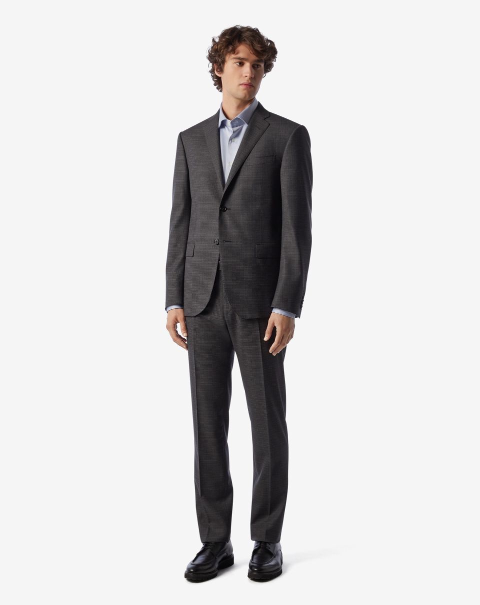 Premium CORNELIANI Check Leader Wool Suit for Men - Charcoal Gray Business Attire | Perfect for Office Meetings, Weddings & Formal Events