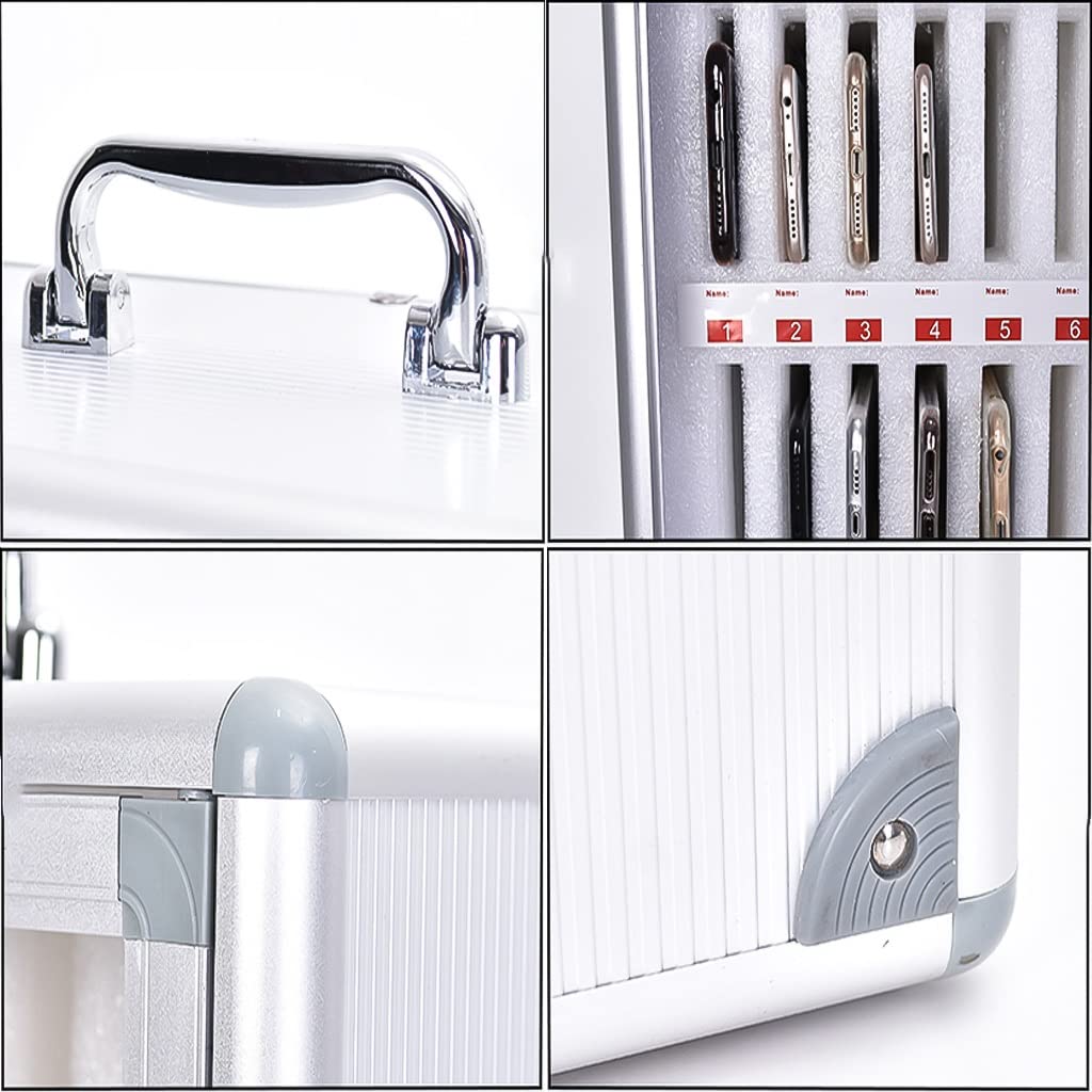 Wall-Mounted Cell Phone Storage Cabinet - Portable Mobile Phone Safe Deposit Box for Schools & Offices - Silver, 12 Inch - Ideal for Classrooms, Meetings & Secure Device Storage