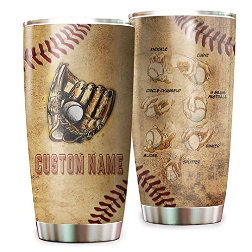 Personalized Baseball Tumbler - Vintage Stainless Steel Cup for Baseball Lovers - Perfect Gift for Players & Fans