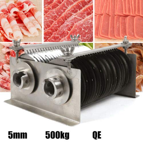 QE Model 500KG Commercial Meat Cutting Machine - Stainless Steel Slicer with 5mm Blade & Non-Slip Feet - Perfect for Frozen Food Processing & Meat Shops | Ideal for Restaurants, Butchers & Food Factories