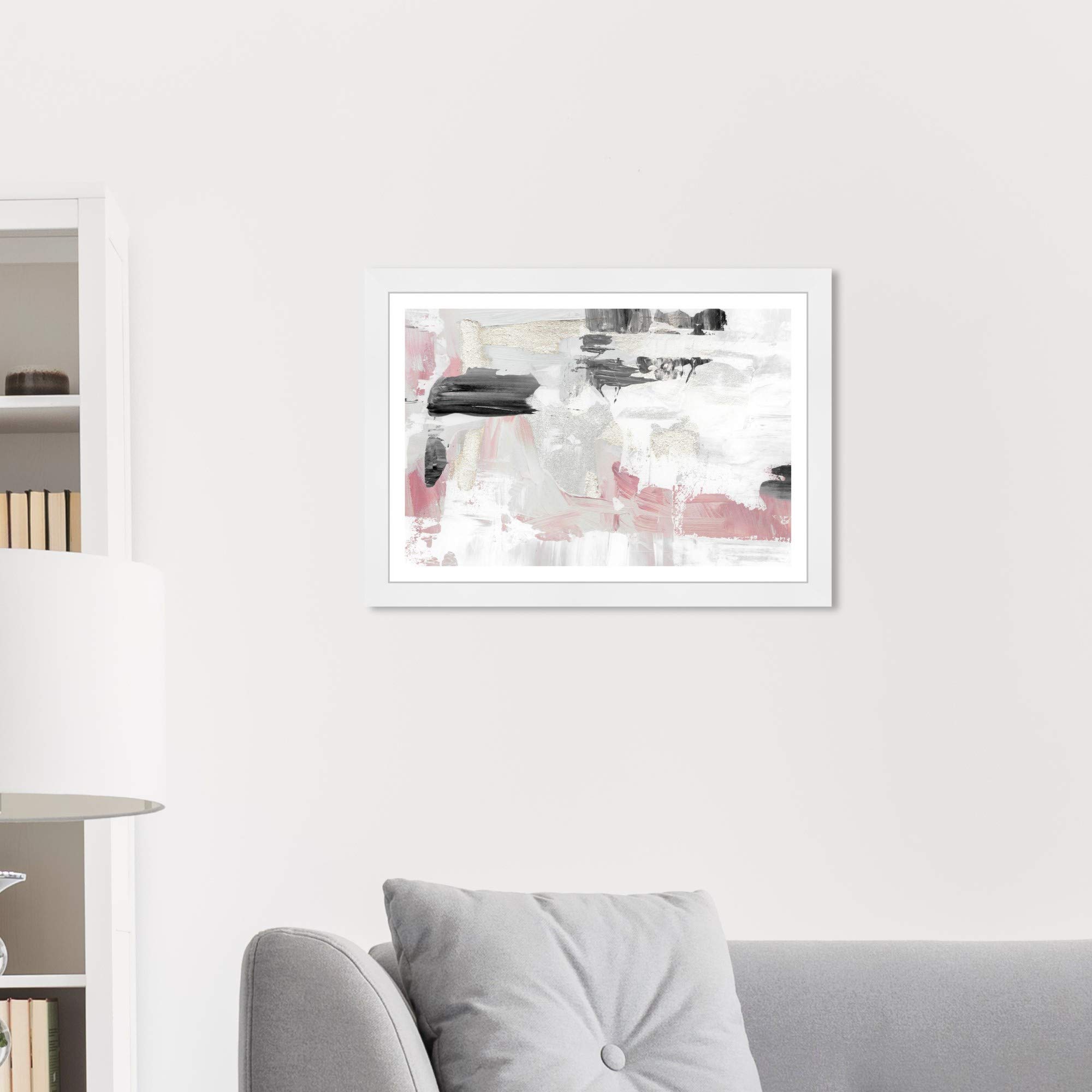 Abstract Framed Wall Art Prints 'Blush Rose Dream' Painting - Modern Home Decor for Living Room, Bedroom & Office | Large Canvas Artwork for Contemporary Interior Design