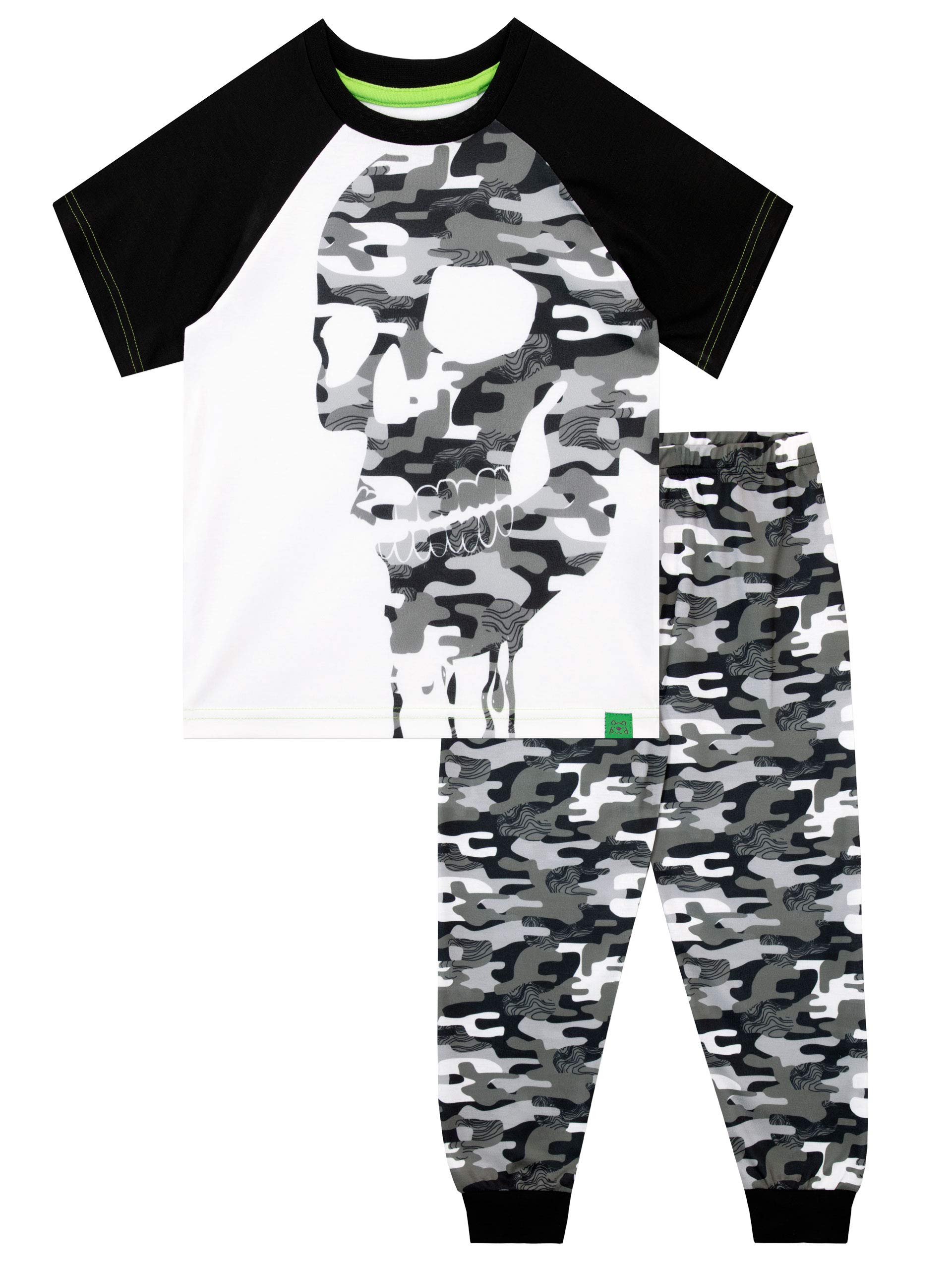 Boys' Camo Skull Print Pajama Set - Soft Cotton Sleepwear for Kids - Perfect for Bedtime, Sleepovers & Cozy Nights at Home