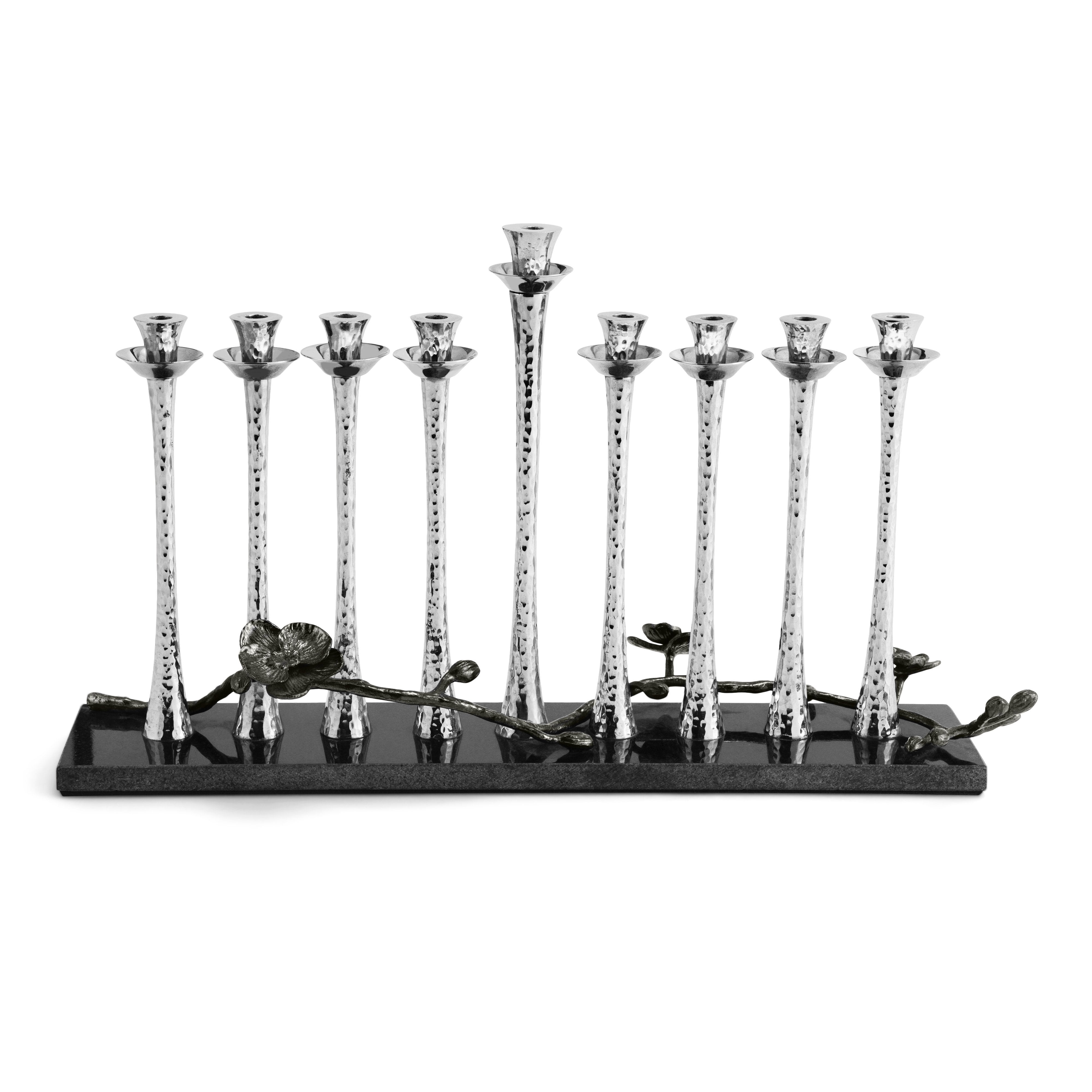 Black Orchid Menorah - Elegant Hanukkah Candle Holder for Jewish Holiday Decor & Home Celebration