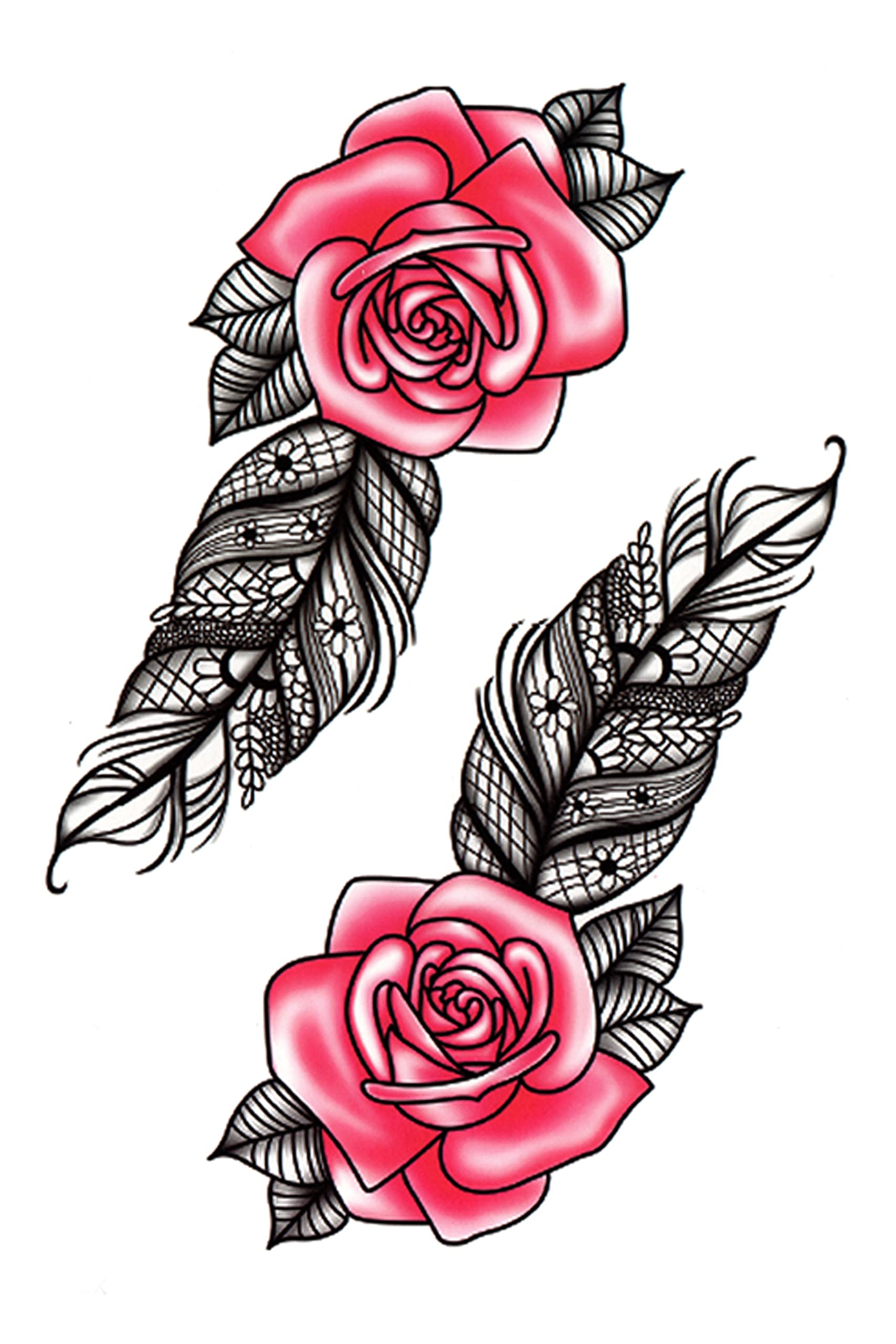 Waterproof Temporary Tattoo Stickers for Men & Women - 3D Realistic Flowers, Butterflies, Stars, Angels, Wolves & Armband Designs (21x15cm) | Perfect for Parties, Halloween, Cosplay & Body Art