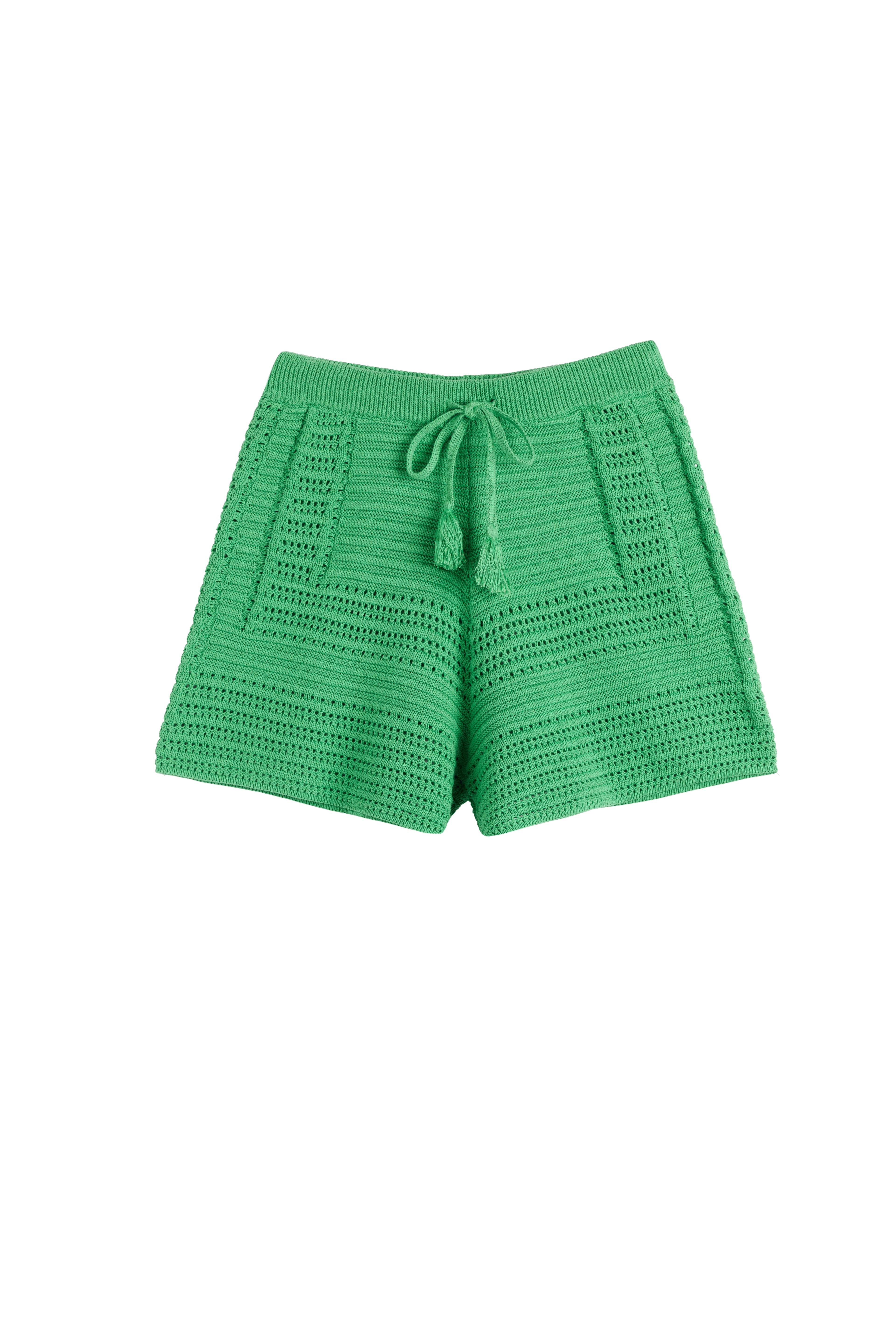 Green Cotton Crochet Shorts for Women - Breathable Summer Beachwear & Boho Fashion Outfits