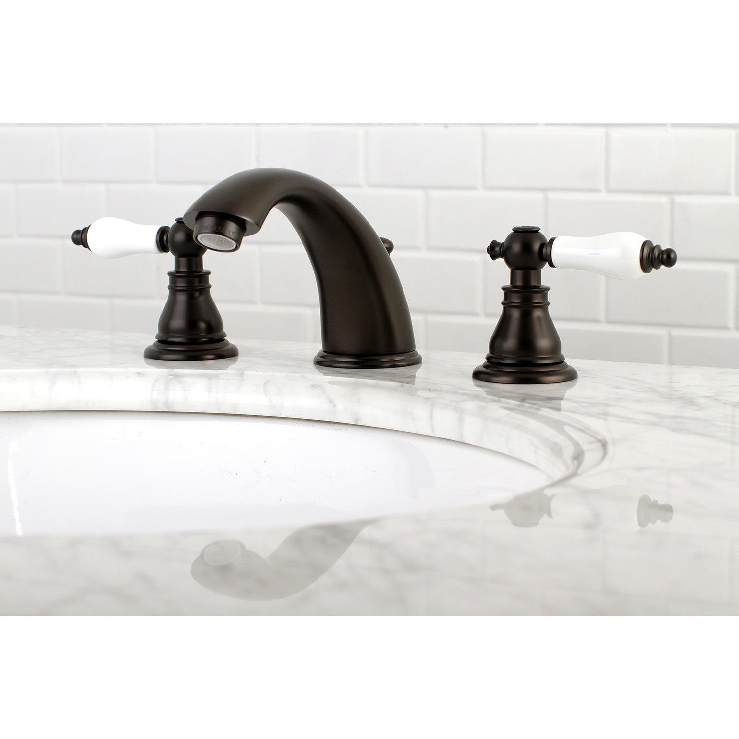 American Patriot KB965APL Oil Rubbed Bronze Widespread Bathroom Faucet - 2 Handle 3 Hole Deck Mount with Pop Up Drain - Perfect for Modern Bathroom Renovations and Vanity Upgrades