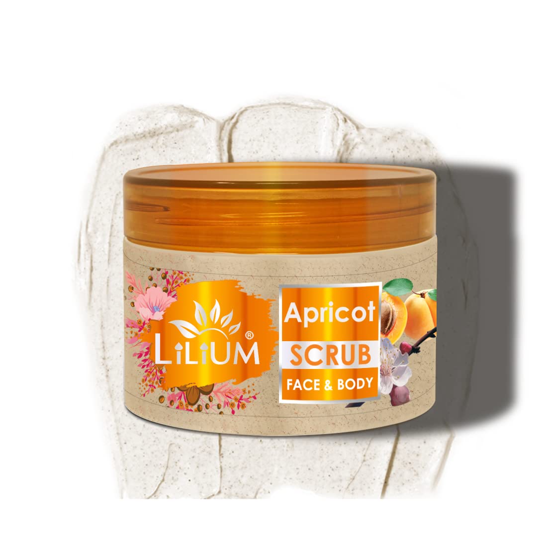 Lilium Apricot Face & Body Scrub 250g - Natural Exfoliator for Dead Skin Cells Removal - Gentle Cleansing for Smooth & Glowing Skin - Perfect for Daily Skincare Routine & Spa Treatment at Home